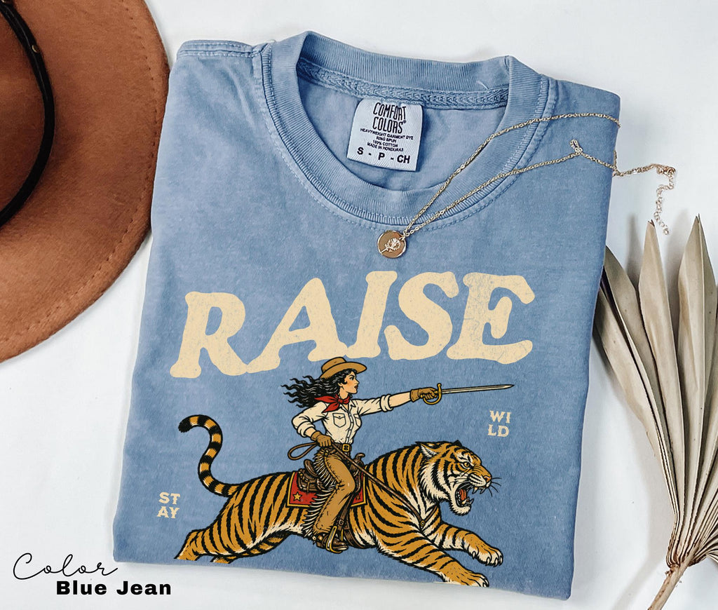 Retro Cowgirl Tiger Raise Hell T-Shirt, Feminist Sweatshirt
