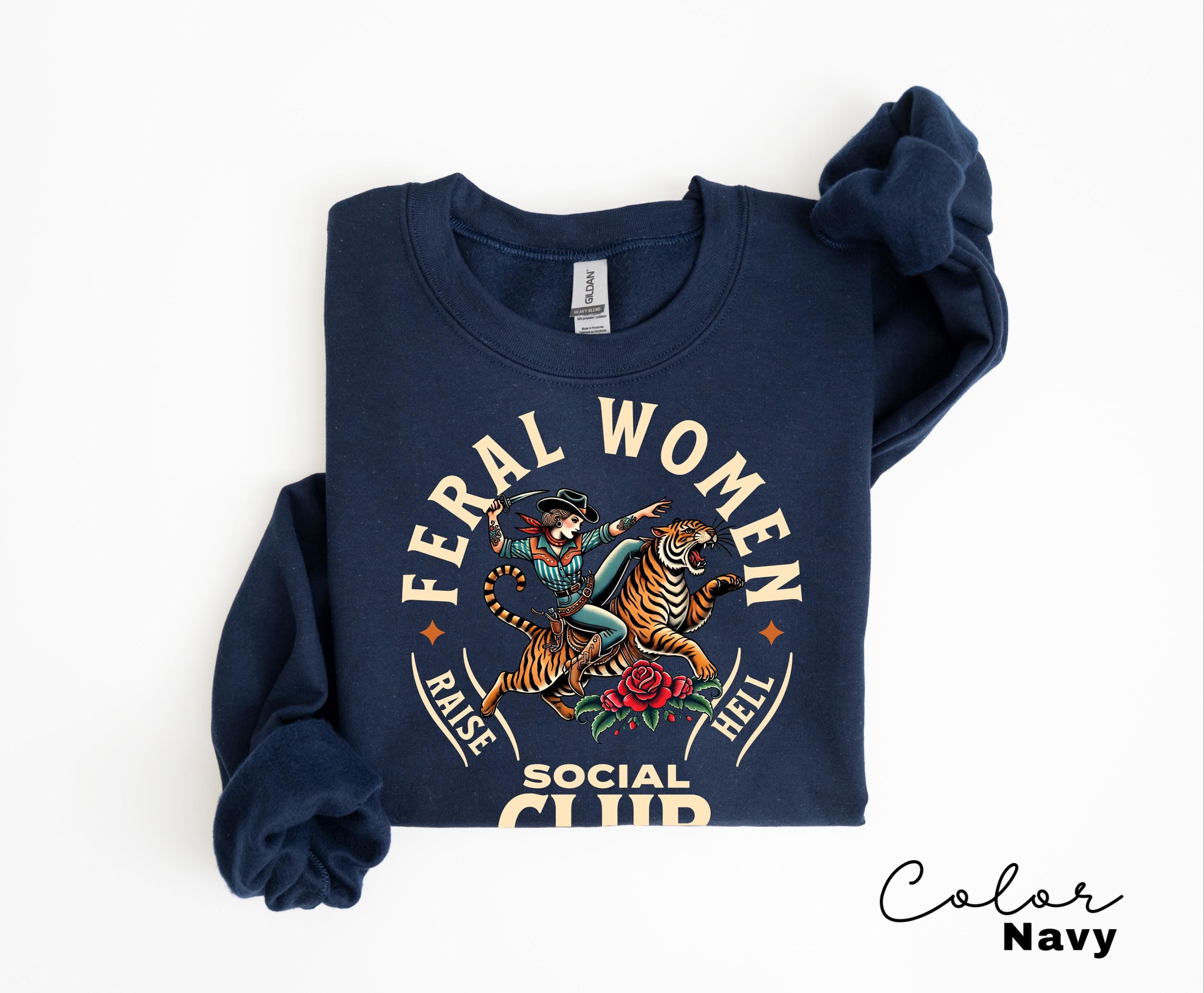 Feral Women Social Club Retro Tiger Feminist T-Shirt