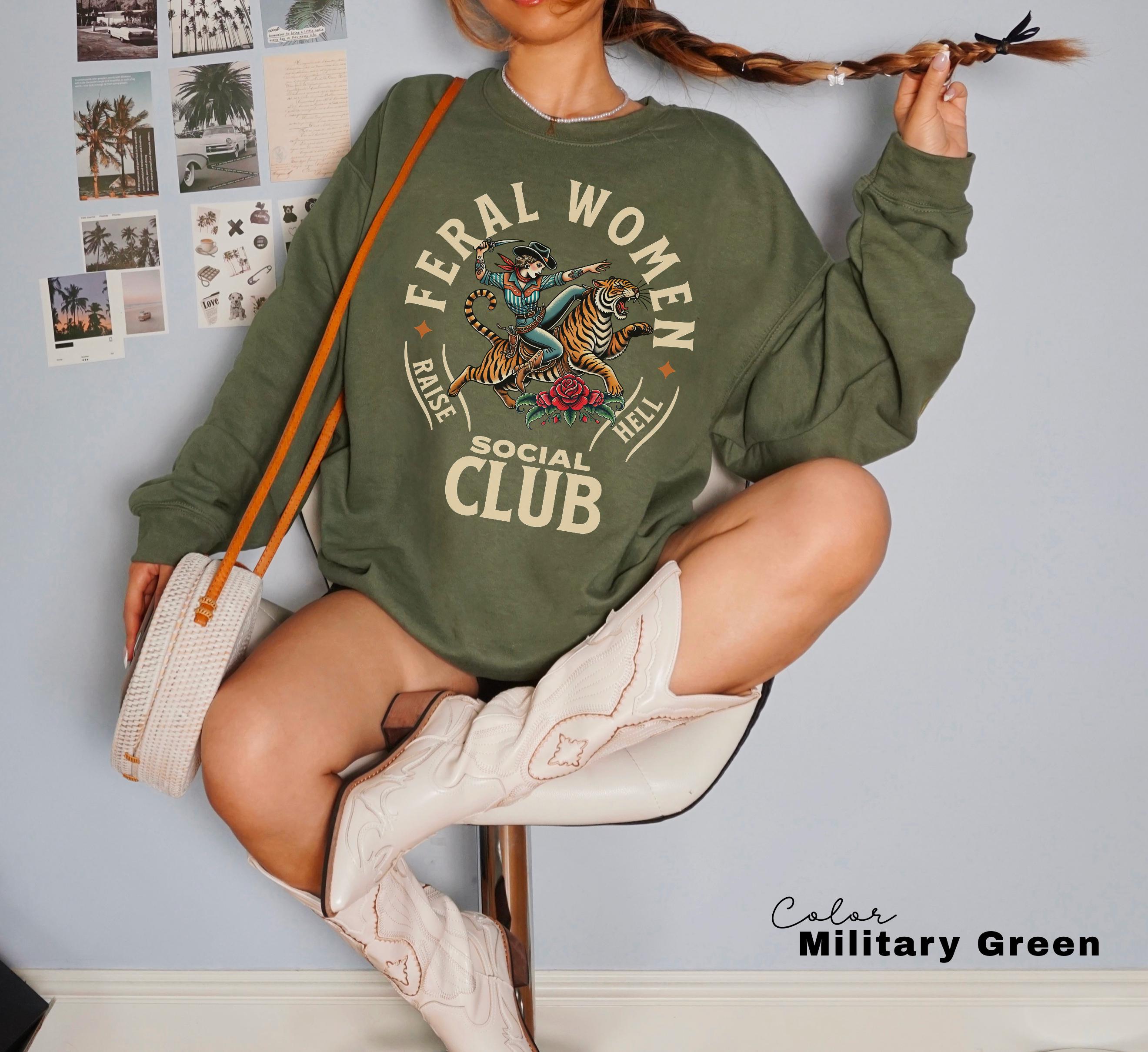 Feral Women Social Club Retro Tiger Feminist T-Shirt