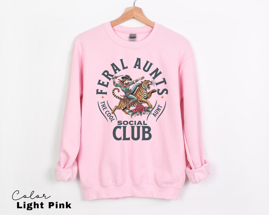Feral Aunt Social Club Retro Tiger T-Shirt for Pregnancy Reveal