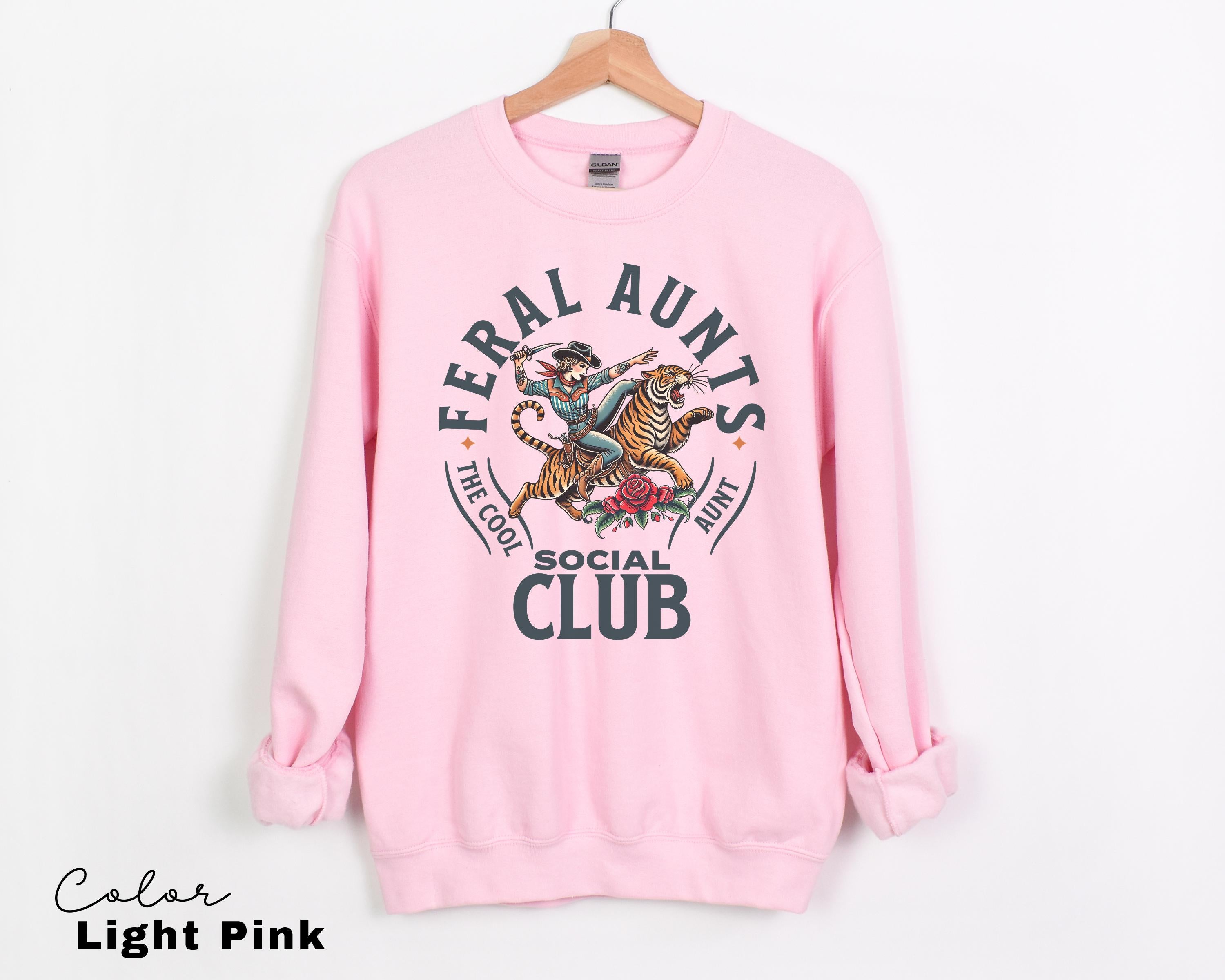 Feral Aunt Social Club Retro Tiger T-Shirt for Pregnancy Reveal
