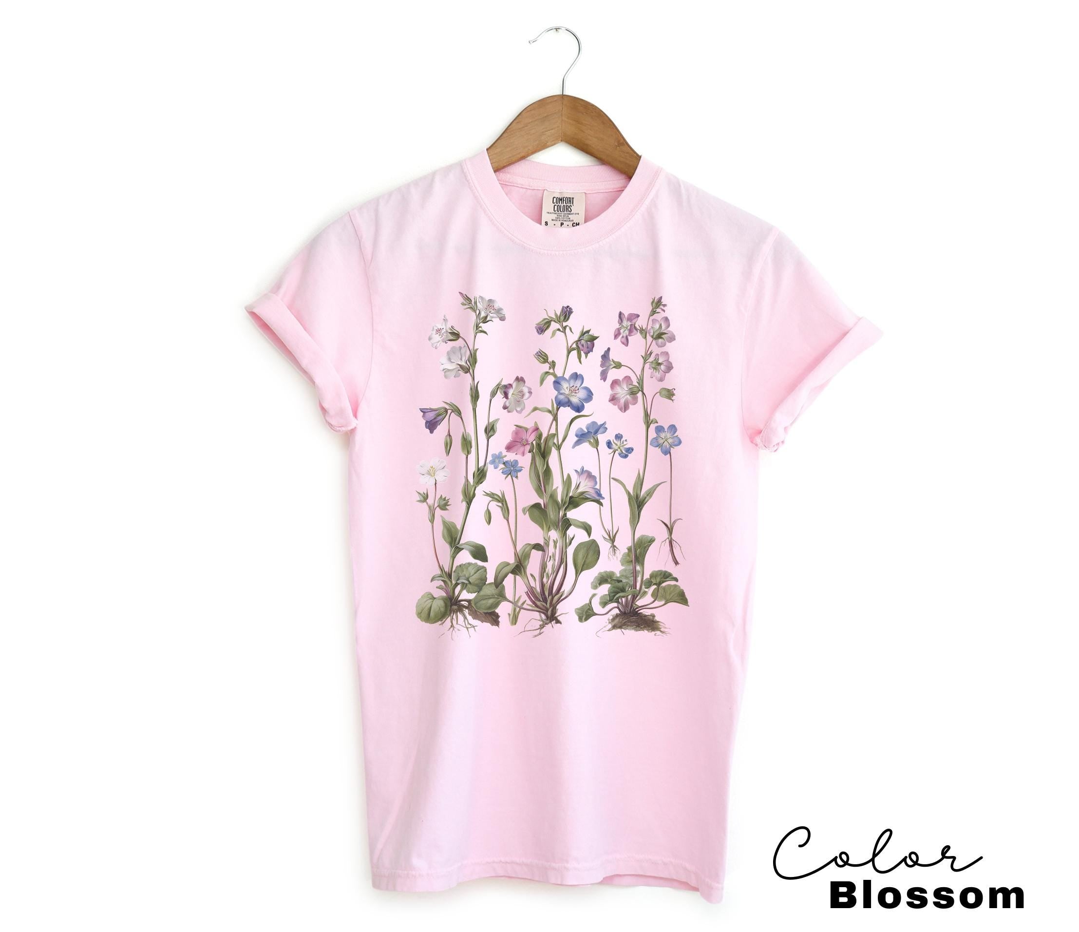 Vintage Wildflower Botanical Graphic Tee, Retro Cottagecore Comfort Colors® T-Shirt, Garden Flower Shirt
