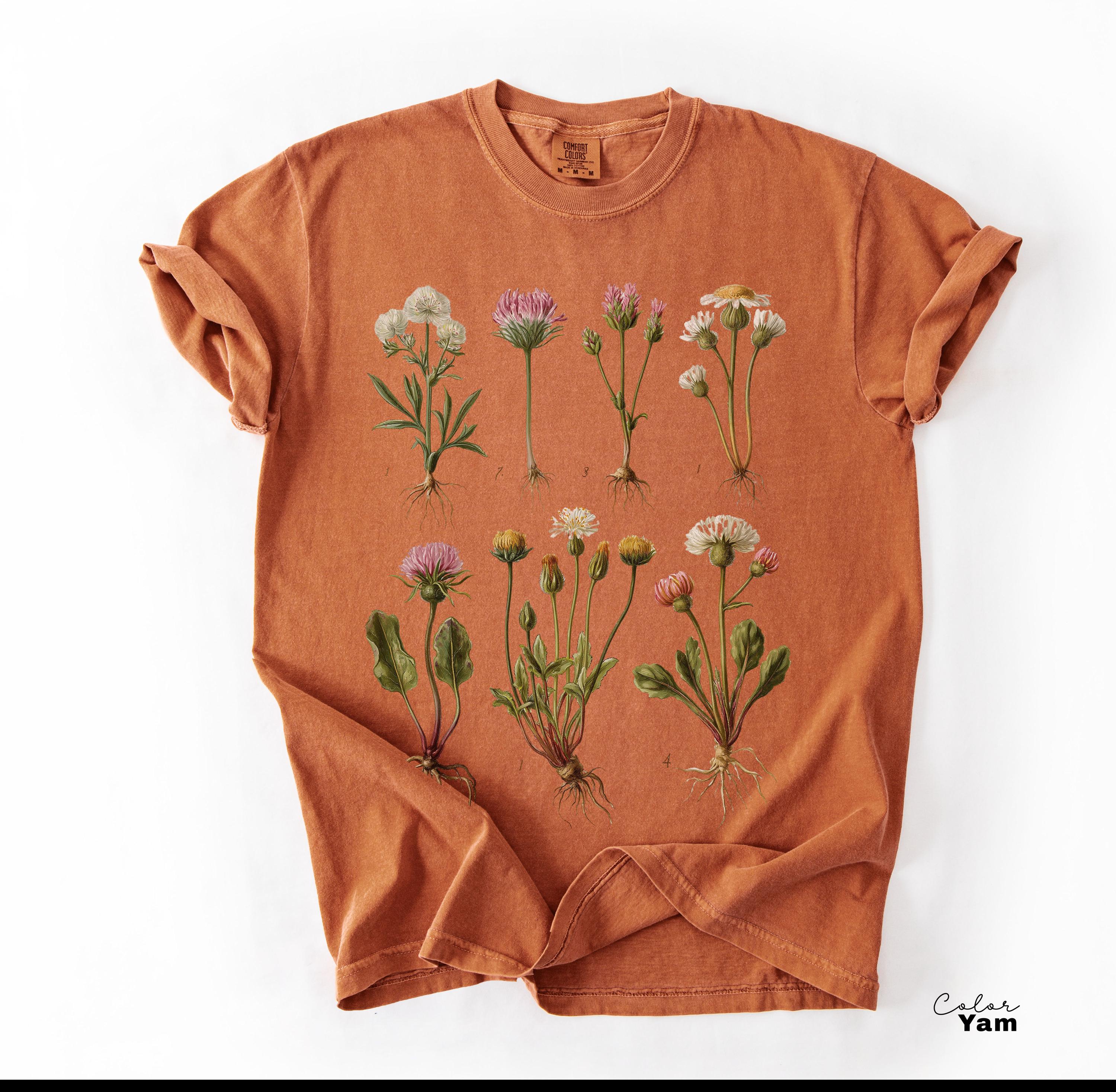 Vintage Wildflower Botanical Graphic Tee, Retro Cottagecore Comfort Colors® T-Shirt, Garden Flower Shirt