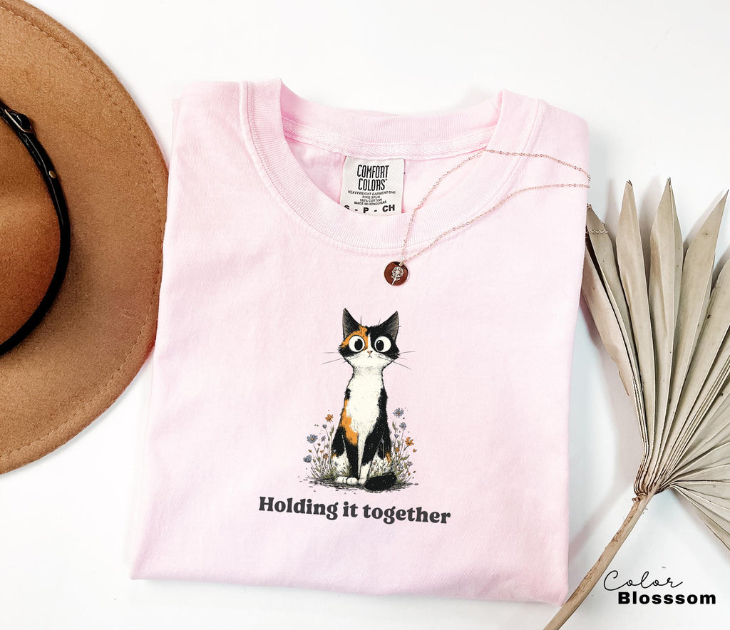 Holding it Together Cat Shirt, Comfort Colors, Funny Humor Shirt, Sarcasm, Unhinged Meme Shirt, Weird Dark Humor Shirt, Sarcastic Tshirt