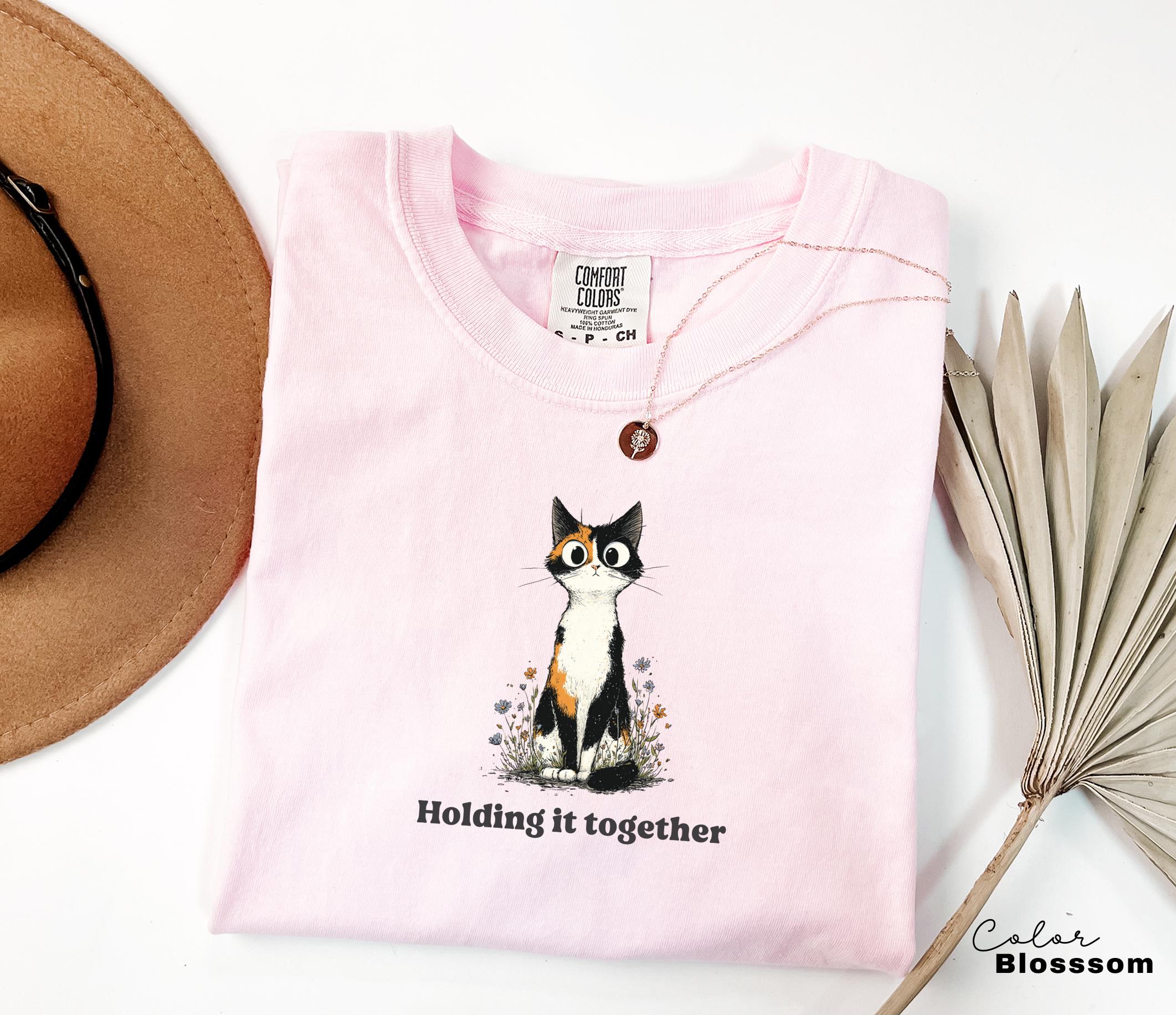 Holding it Together Cat Shirt, Comfort Colors, Funny Humor Shirt, Sarcasm, Unhinged Meme Shirt, Weird Dark Humor Shirt, Sarcastic Tshirt