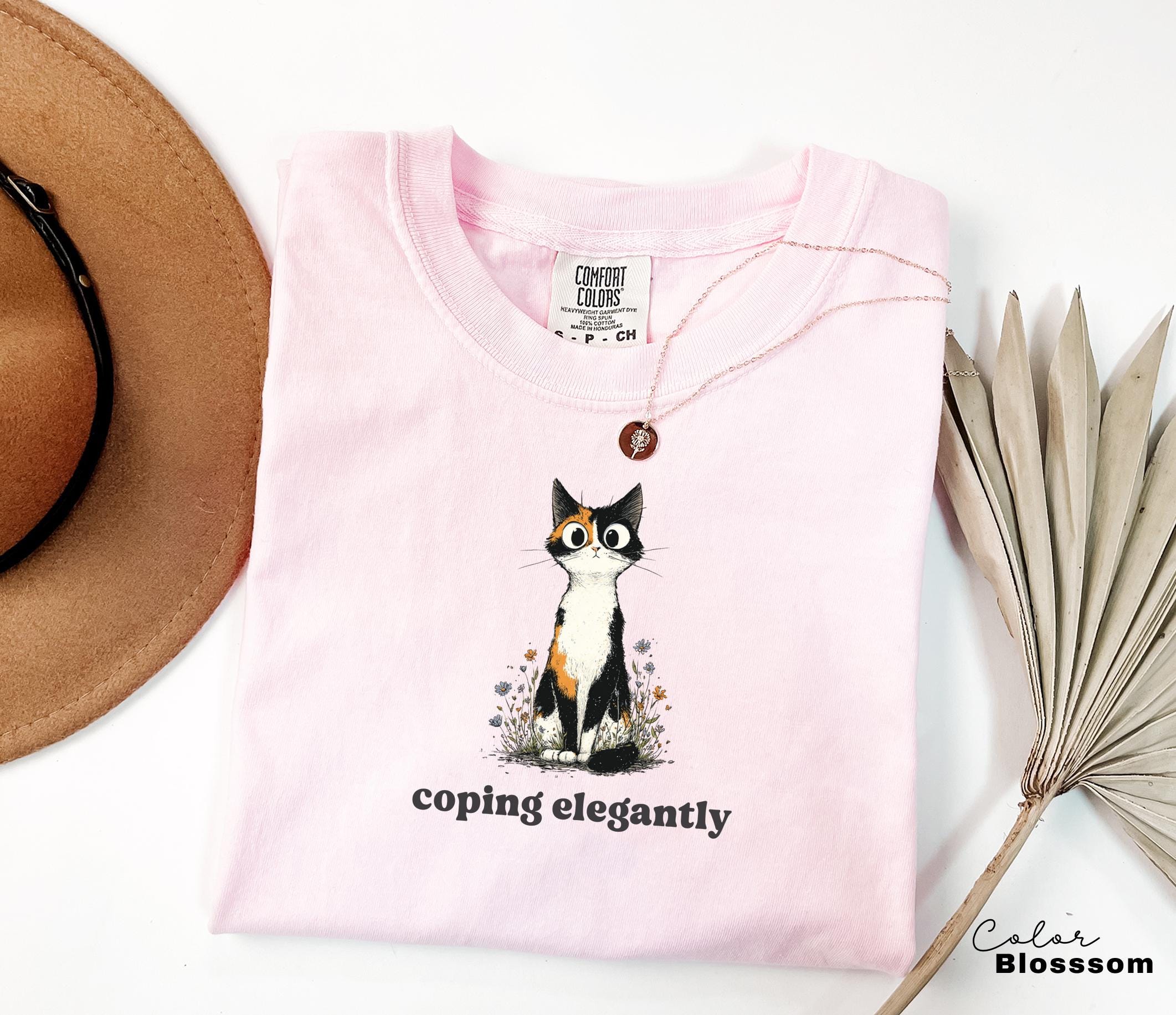 Funny Mental Health Cat Shirt, Coping Elegantly, Cute Cat Meme T-Shirt, Funny Sarcastic Kitten Tee, Comfort Colors