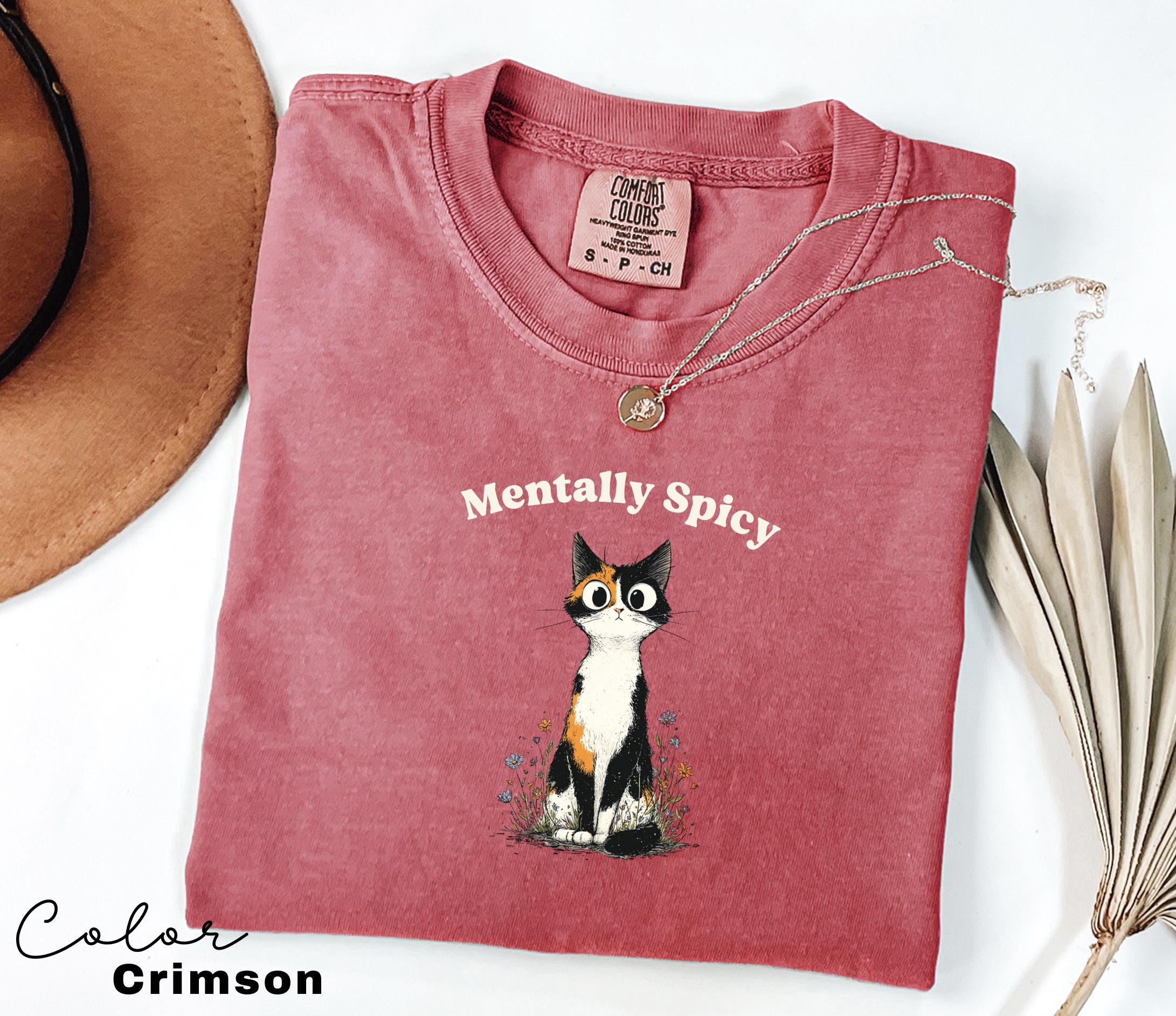 Funny Mental Health Cat Shirt, Mentally Spicy, Cute Cat Meme T-Shirt, Funny Sarcastic Kitten Tee, Comfort Colors