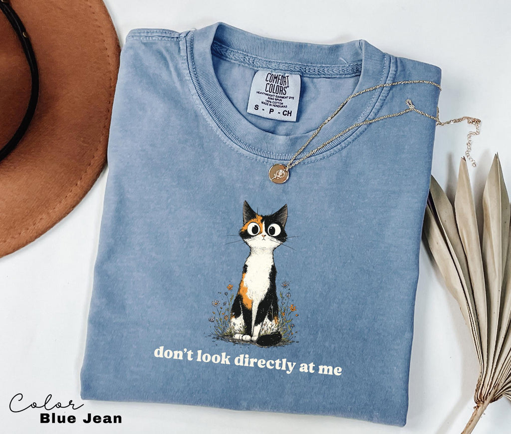 Funny Mental Health Cat Shirt, Cute Cat Meme T-Shirt, Funny Sarcastic Kitten Tee, Don't Look At Me, Comfort Colors