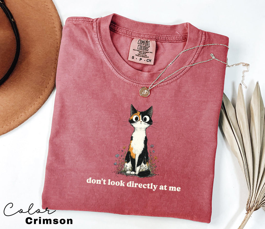 Funny Mental Health Cat Shirt, Cute Cat Meme T-Shirt, Funny Sarcastic Kitten Tee, Don't Look At Me, Comfort Colors