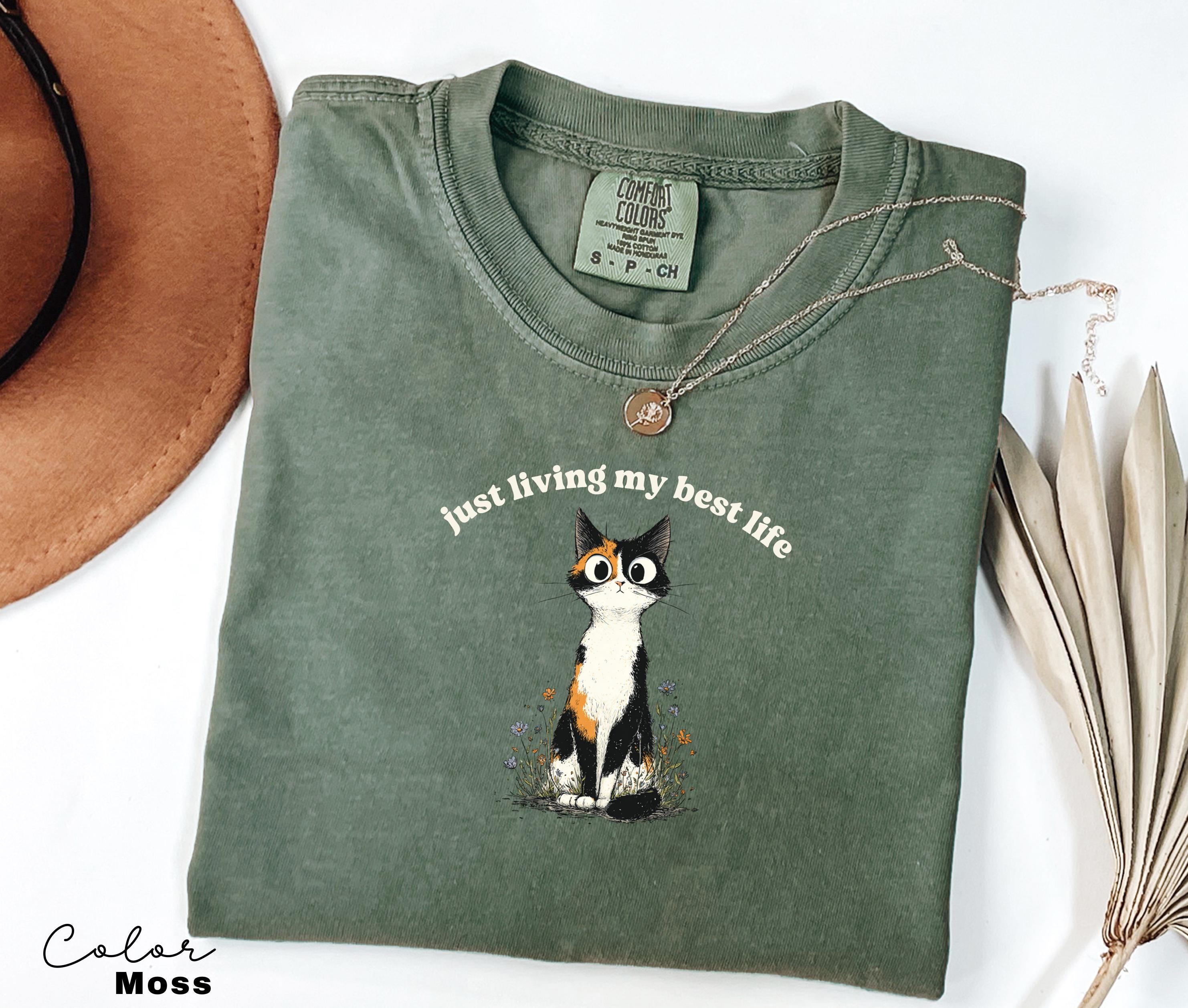 Funny Mental Health Cat Shirt, Living My Best Life, Cute Cat Meme T-Shirt, Funny Sarcastic Kitten Tee, Comfort Colors