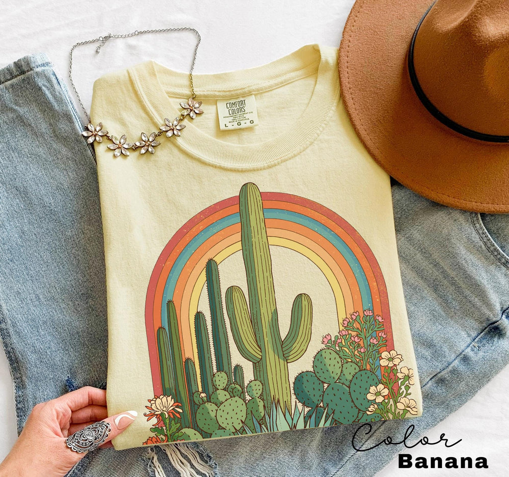 Desert Cactus Shirt, Southwest Cactus Tee, Boho Western Shirt, Arizona Desert Graphic Tee, Retro Desert Shirt