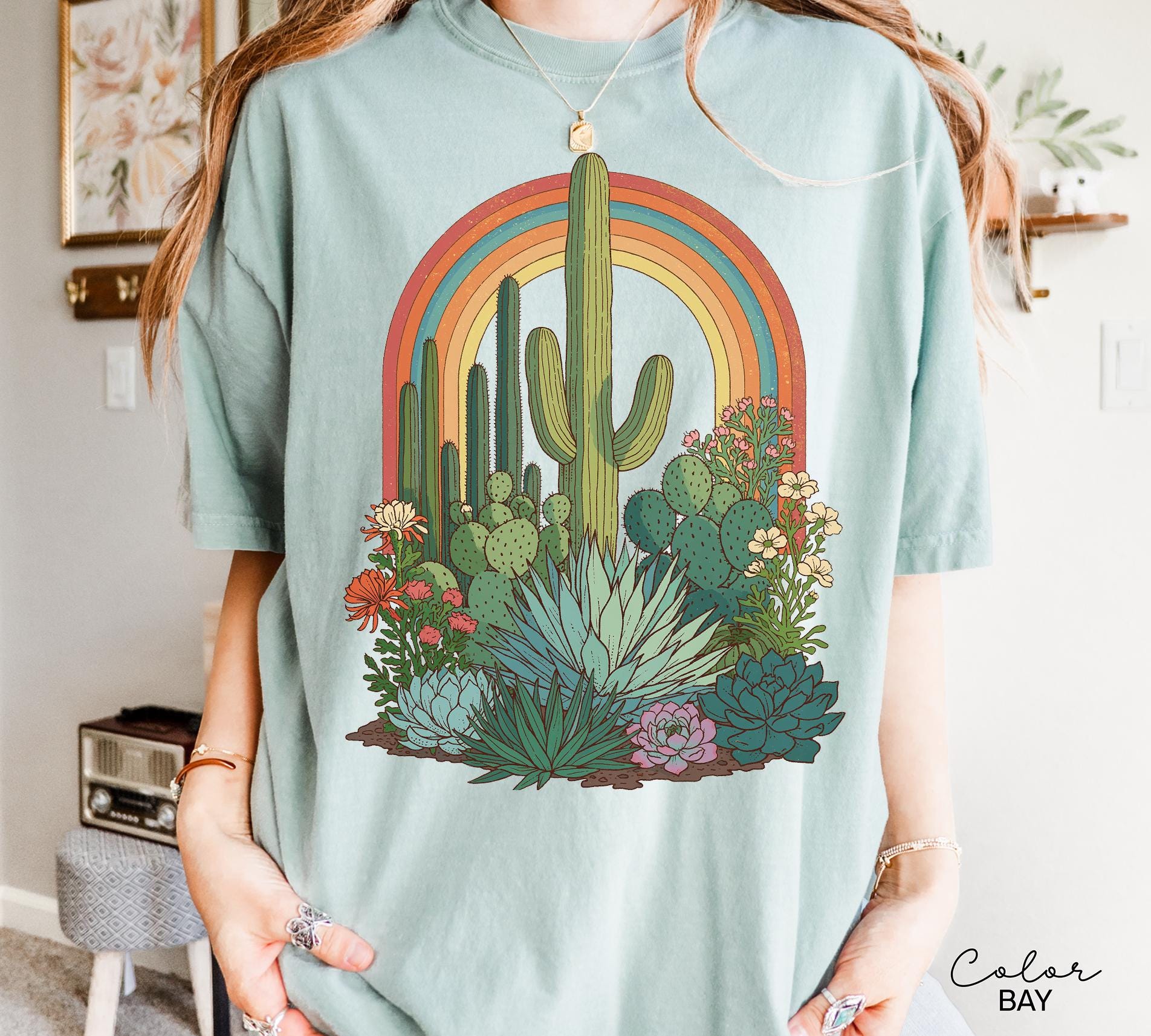 Desert Cactus Shirt, Southwest Cactus Tee, Boho Western Shirt, Arizona Desert Graphic Tee, Retro Desert Shirt