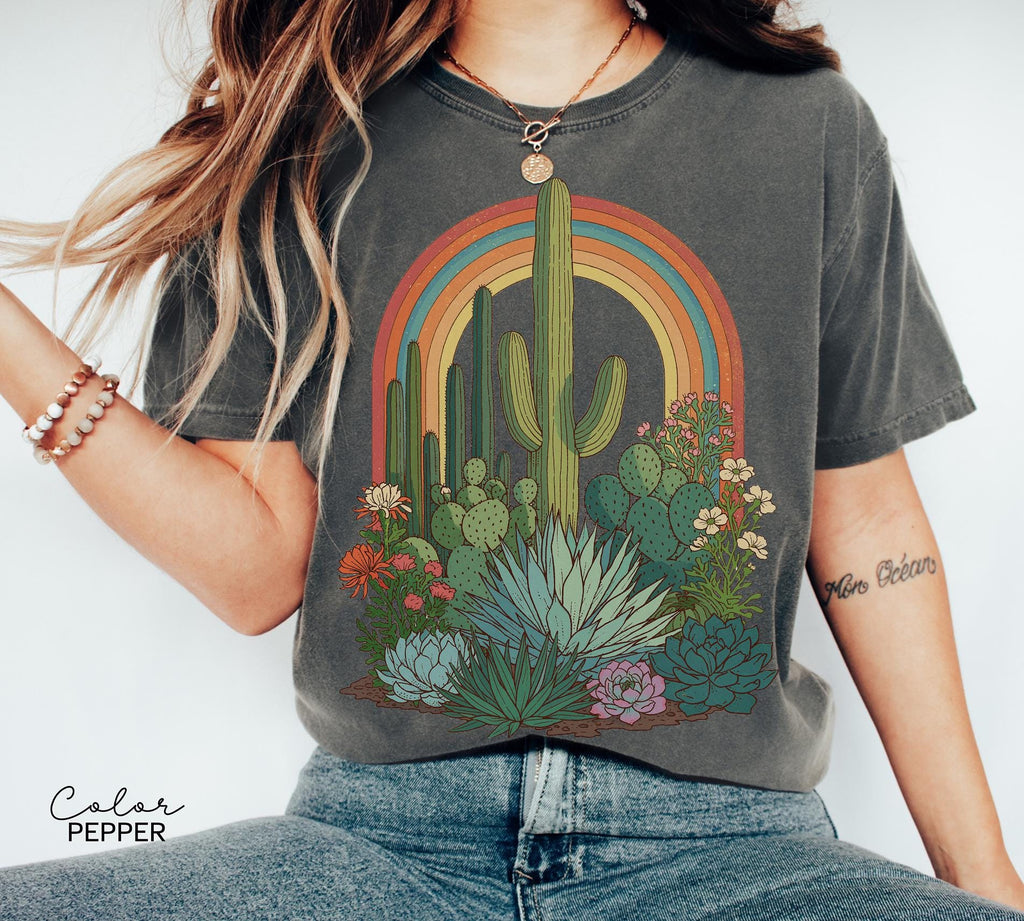 Desert Cactus Shirt, Southwest Cactus Tee, Boho Western Shirt, Arizona Desert Graphic Tee, Retro Desert Shirt