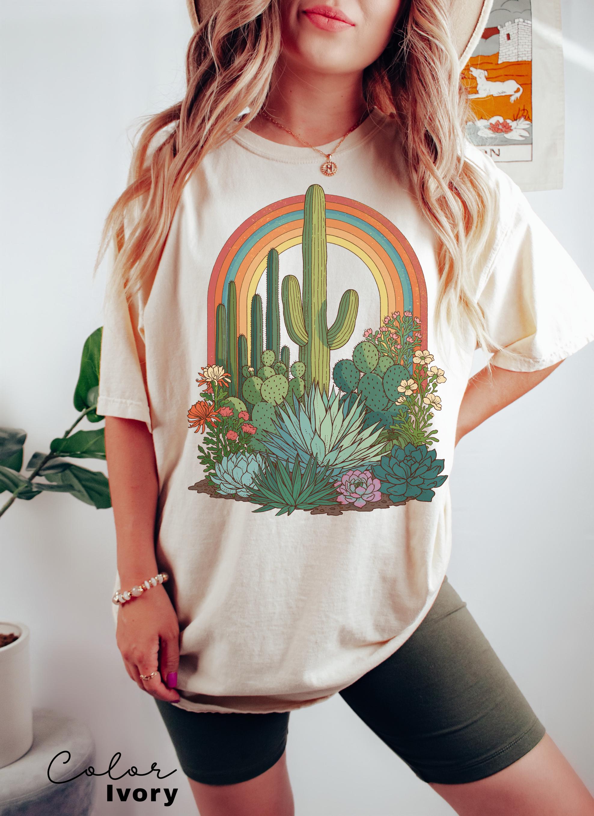 Desert Cactus Shirt, Southwest Cactus Tee, Boho Western Shirt, Arizona Desert Graphic Tee, Retro Desert Shirt