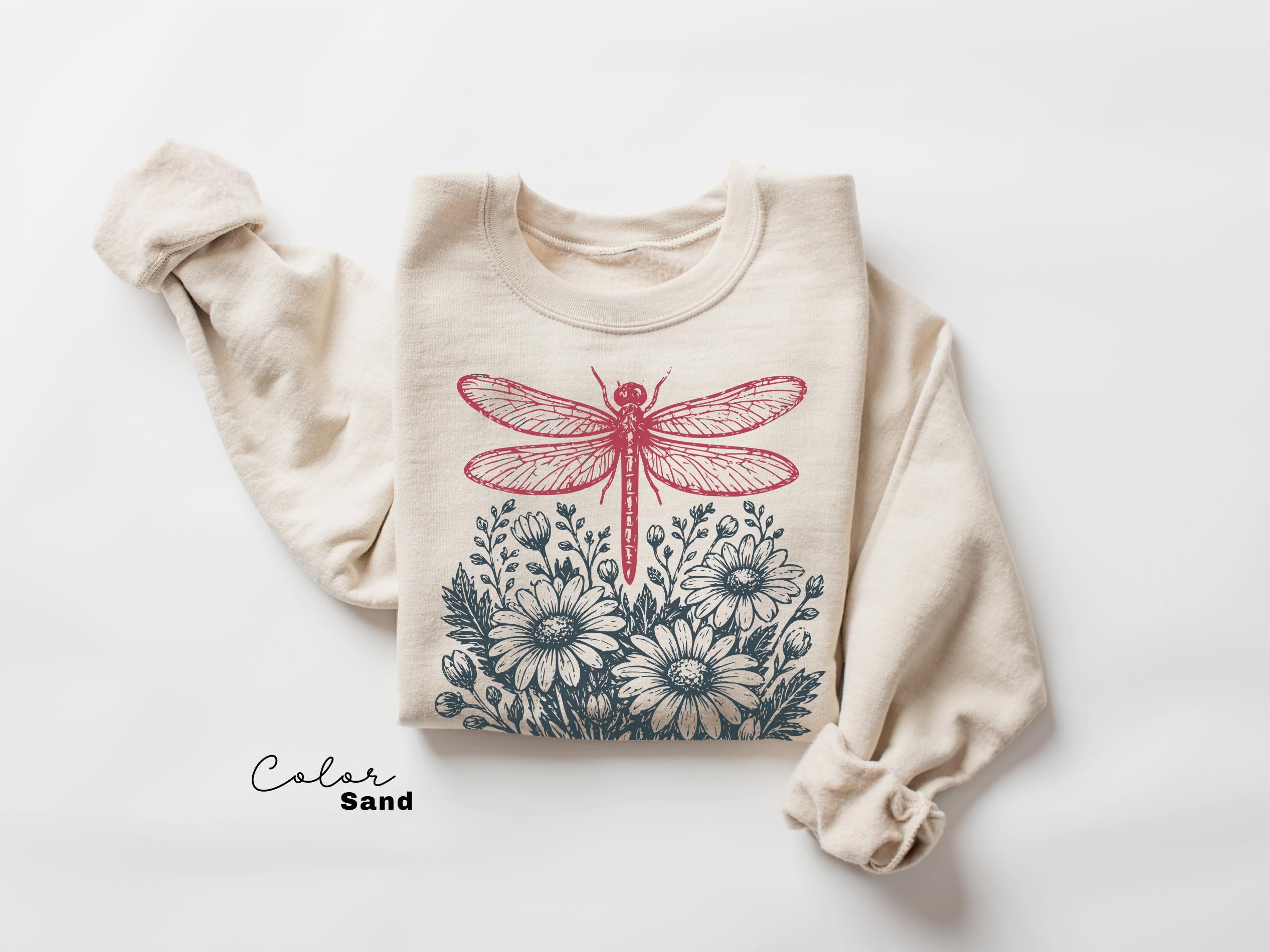 Dragonfly Shirt, Comfort Colors Wildflower Dragonfly Tee, Cottagecore Botanical Shirt, Nature Lover Gift, Vintage Floral Graphic