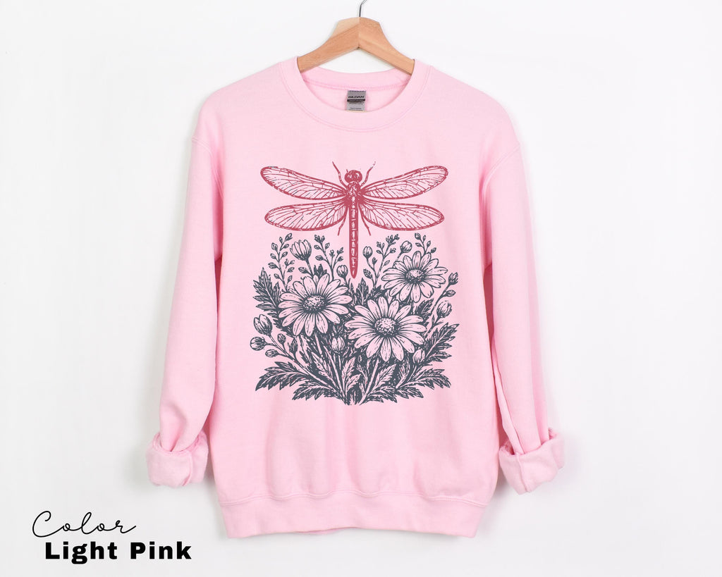 Dragonfly Shirt, Comfort Colors Wildflower Tee with Vintage Floral Graphic