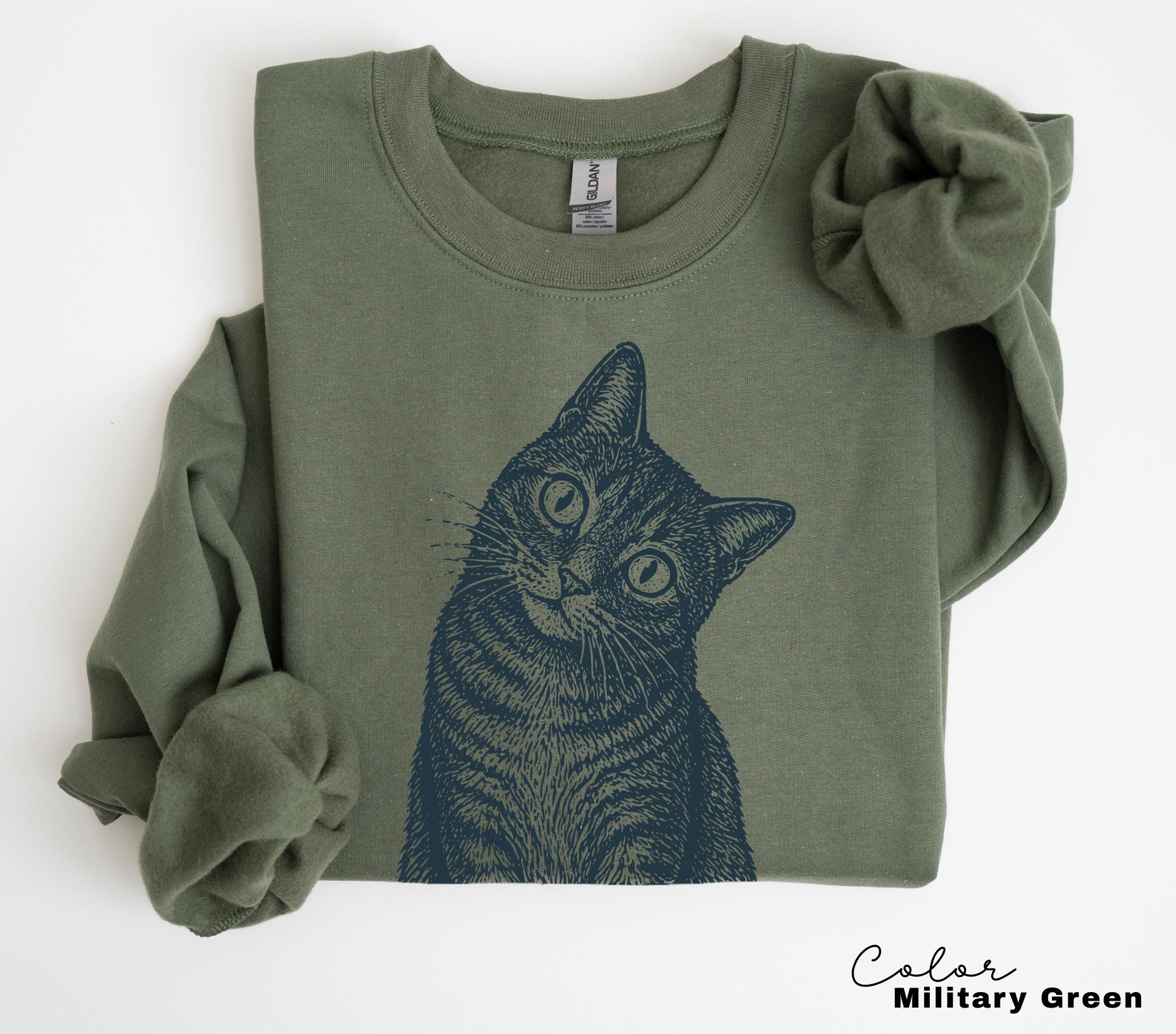 Cat Shirt, Comfort Colors Vintage Linocut Tabby Tee