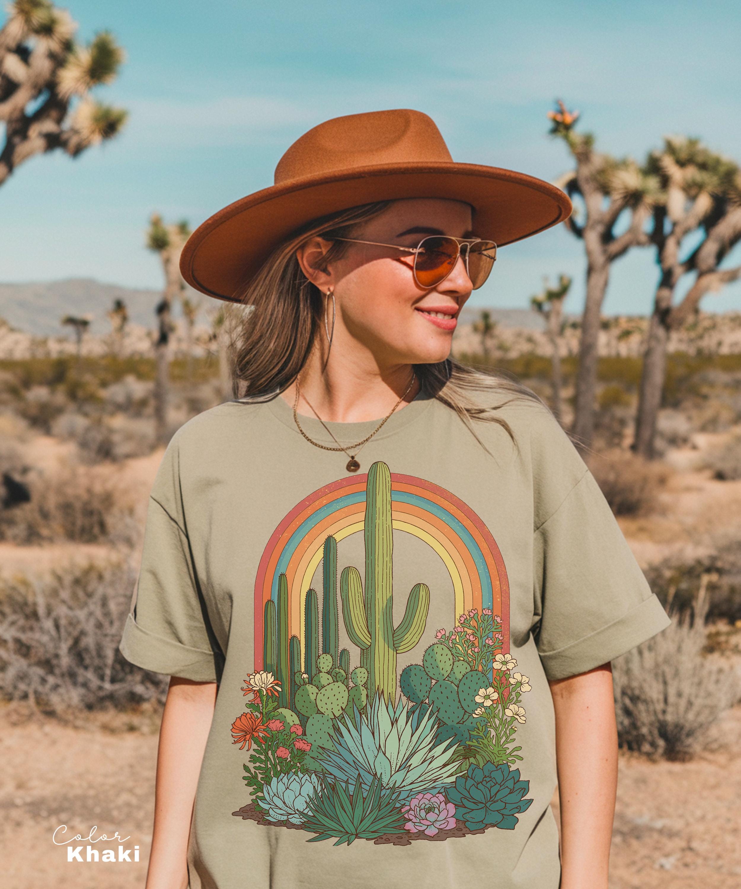 Desert Cactus Shirt, Southwest Cactus Tee, Boho Western Shirt, Arizona Desert Graphic Tee, Retro Desert Shirt