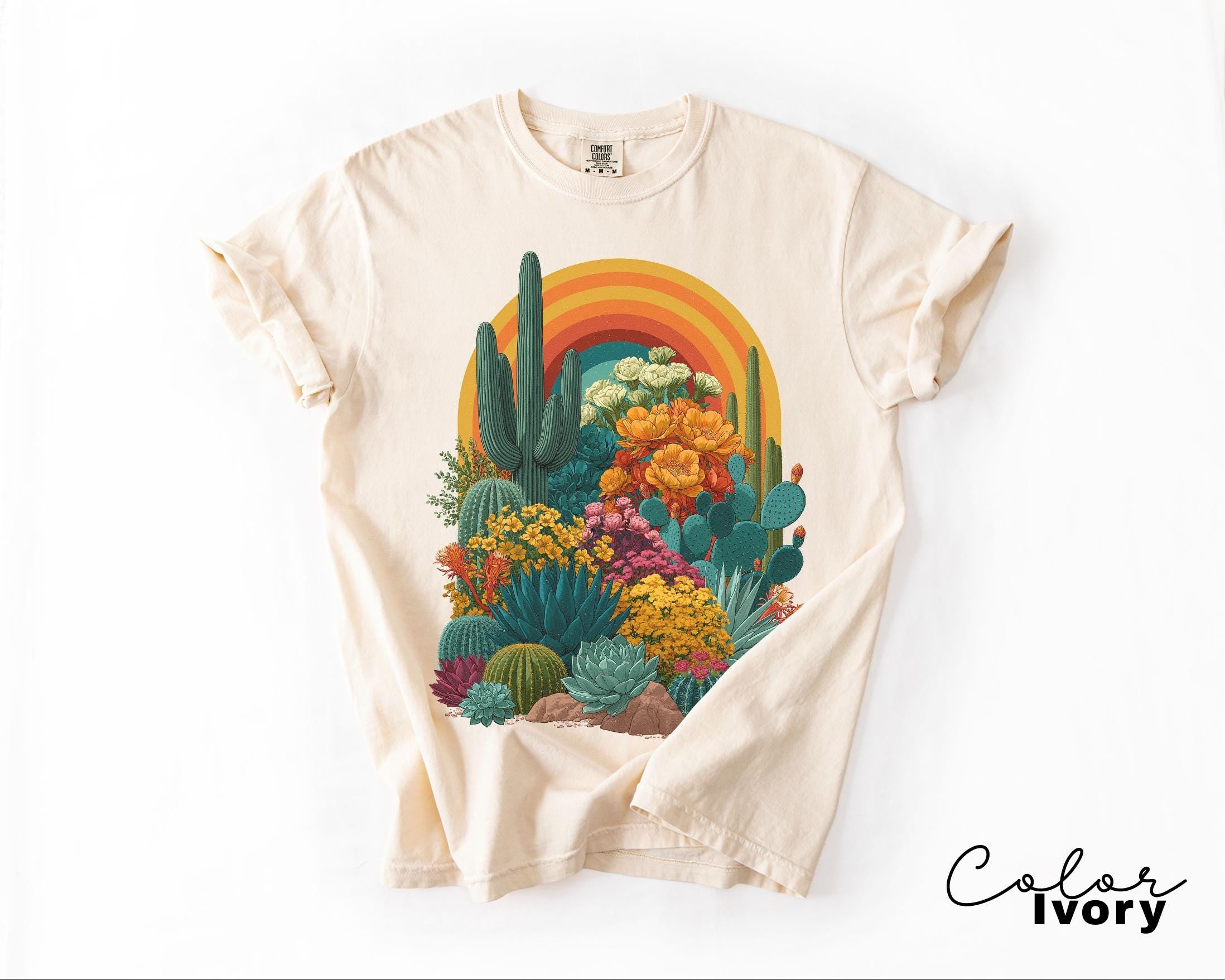 Desert Cactus Shirt, Southwest Cactus Tee, Boho Western Shirt, Arizona Desert Graphic Tee, Retro Desert Shirt