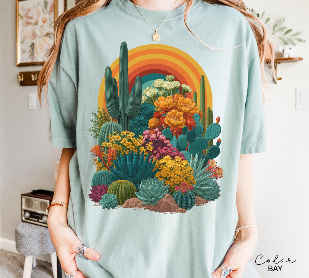 Desert Cactus Shirt, Southwest Cactus Tee, Boho Western Shirt, Arizona Desert Graphic Tee, Retro Desert Shirt