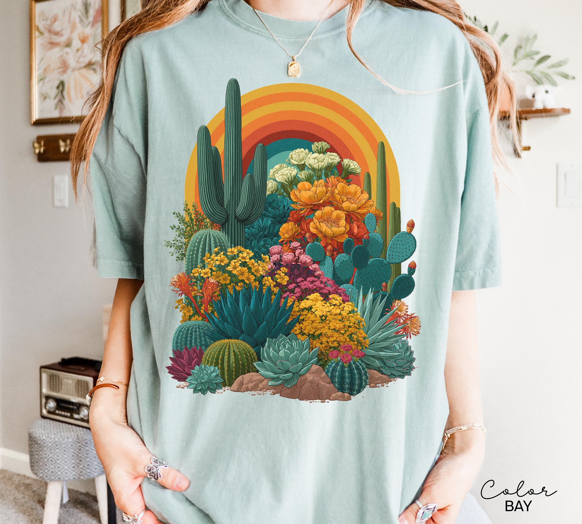 Desert Cactus Shirt, Southwest Cactus Tee, Boho Western Shirt, Arizona Desert Graphic Tee, Retro Desert Shirt