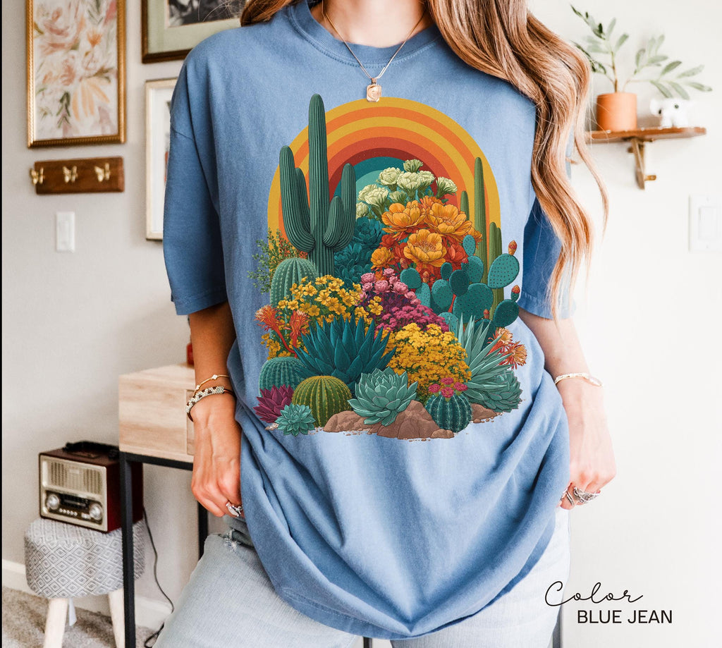 Desert Cactus Shirt, Southwest Cactus Tee, Boho Western Shirt, Arizona Desert Graphic Tee, Retro Desert Shirt