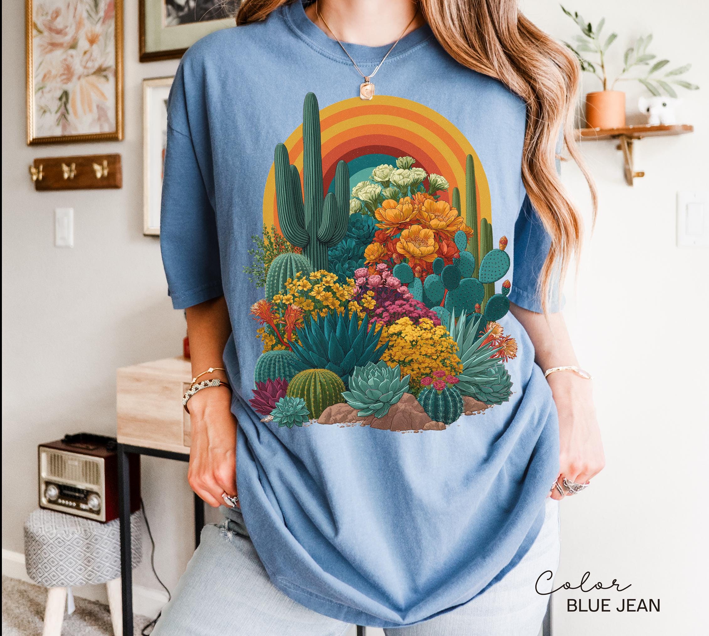 Desert Cactus Shirt, Southwest Cactus Tee, Boho Western Shirt, Arizona Desert Graphic Tee, Retro Desert Shirt