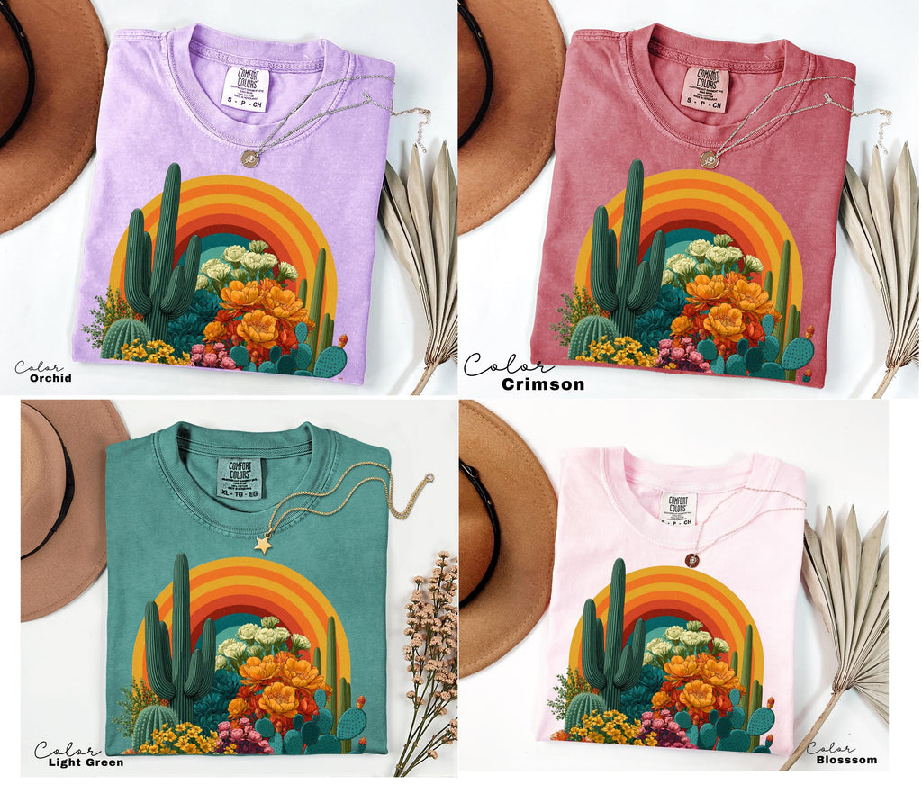 Desert Cactus Shirt, Southwest Cactus Tee, Boho Western Shirt, Arizona Desert Graphic Tee, Retro Desert Shirt
