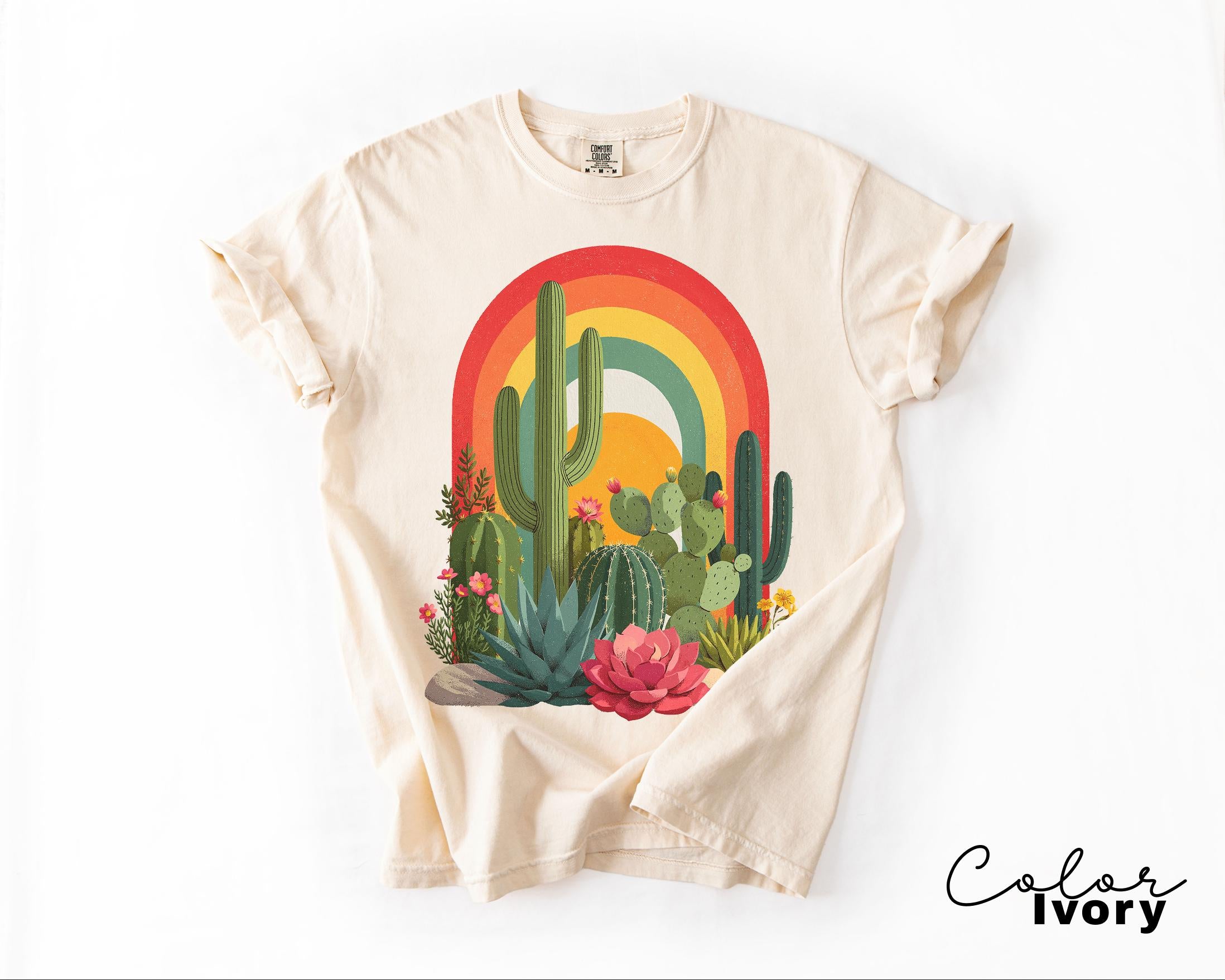 Desert Cactus Shirt, Southwest Cactus Tee, Boho Western Shirt, Arizona Desert Graphic Tee, Retro Desert Shirt