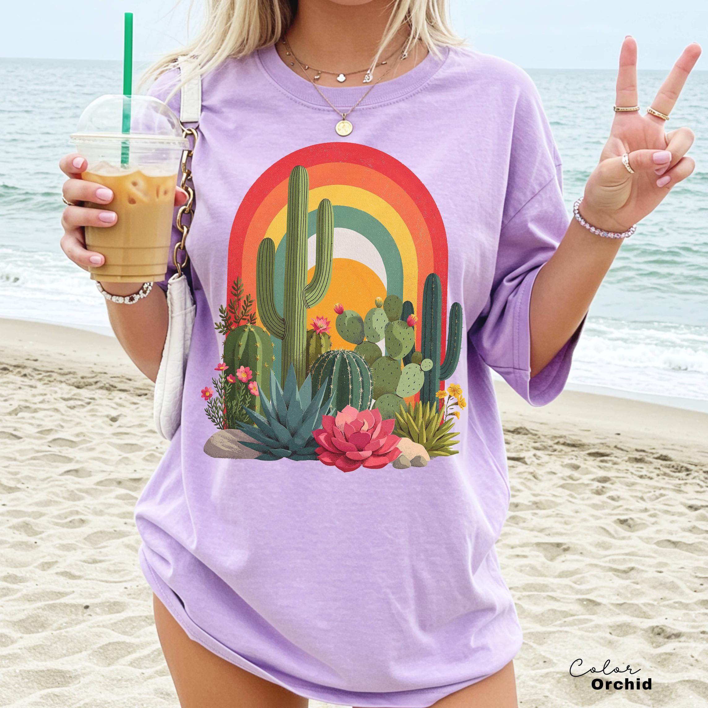 Desert Cactus Shirt, Southwest Cactus Tee, Boho Western Shirt, Arizona Desert Graphic Tee, Retro Desert Shirt