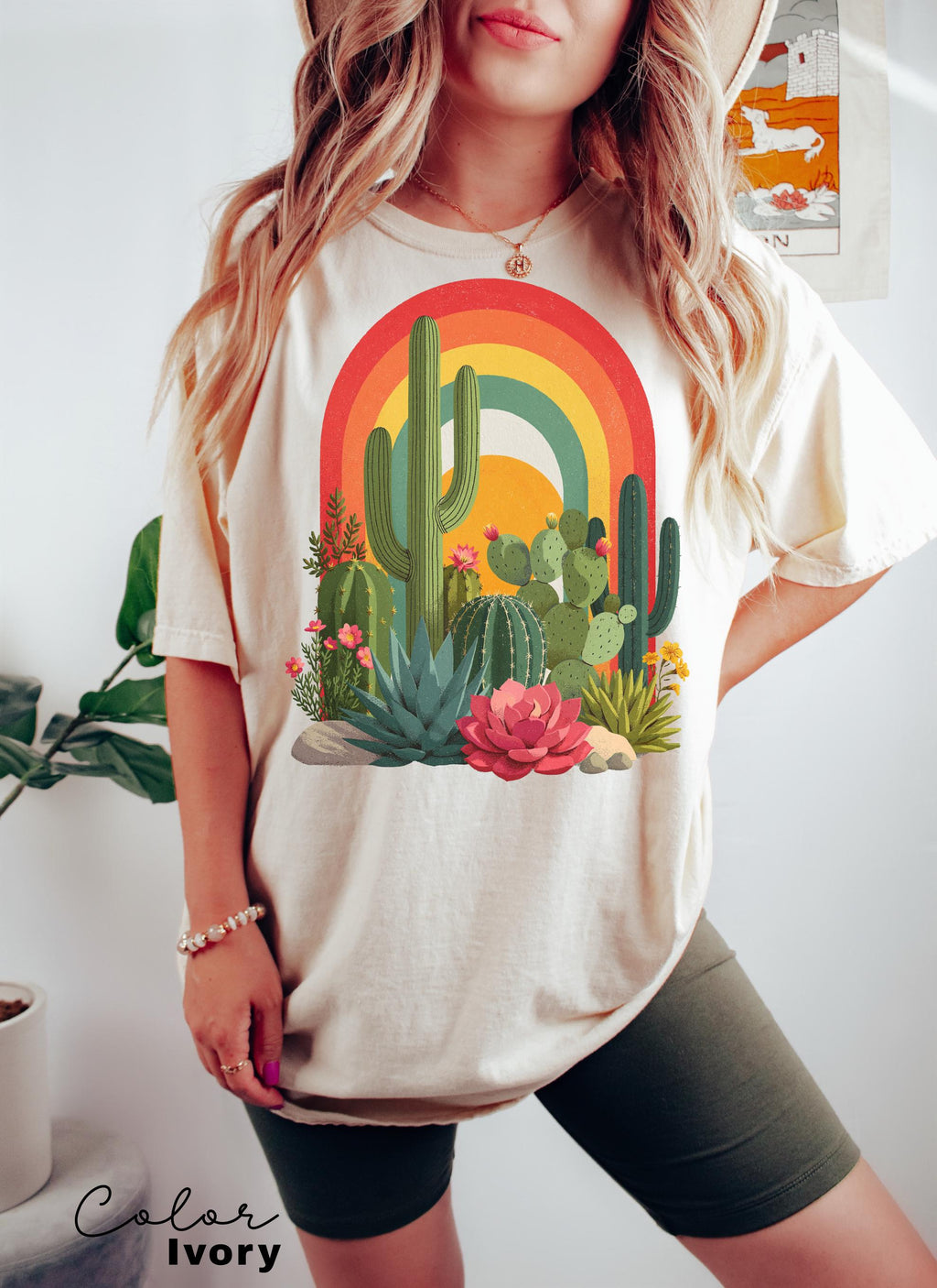 Desert Cactus Shirt, Southwest Cactus Tee, Boho Western Shirt, Arizona Desert Graphic Tee, Retro Desert Shirt