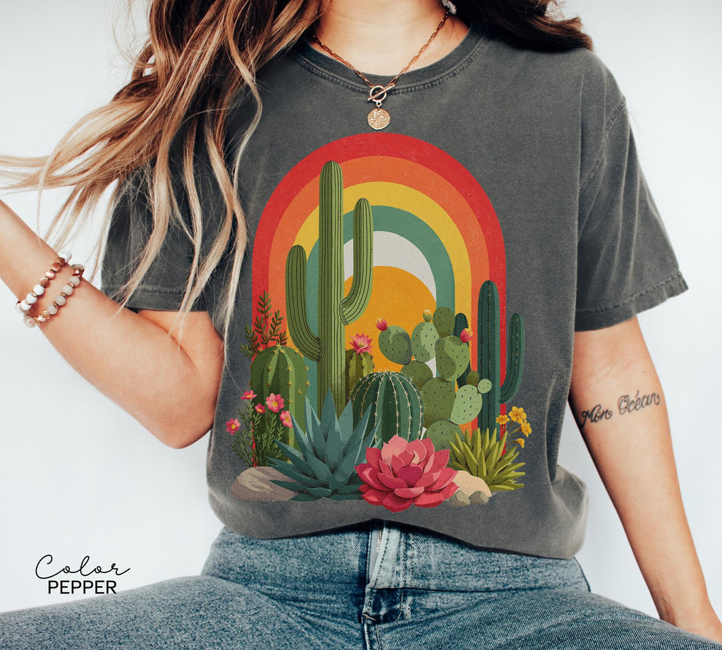 Desert Cactus Shirt, Southwest Cactus Tee, Boho Western Shirt, Arizona Desert Graphic Tee, Retro Desert Shirt