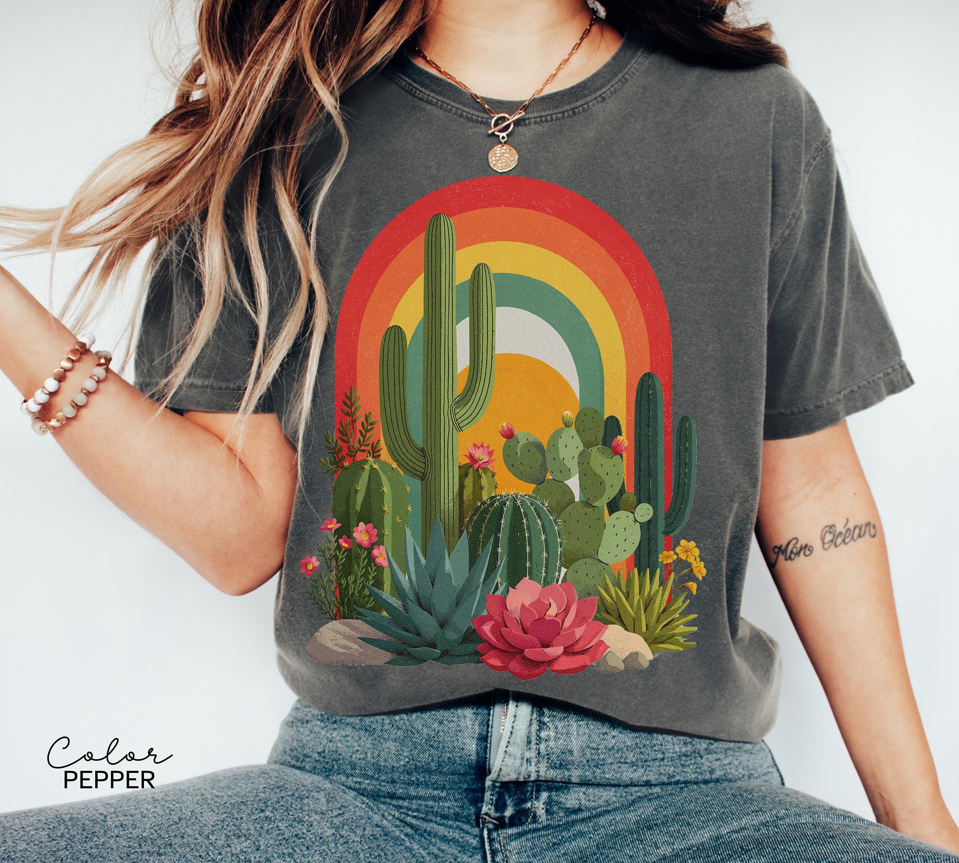 Desert Cactus Shirt, Southwest Cactus Tee, Boho Western Shirt, Arizona Desert Graphic Tee, Retro Desert Shirt