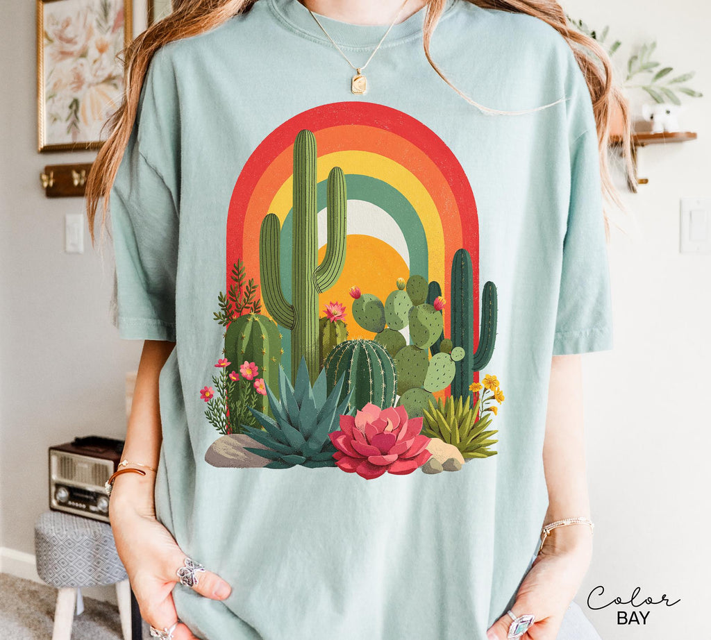 Desert Cactus Shirt, Southwest Cactus Tee, Boho Western Shirt, Arizona Desert Graphic Tee, Retro Desert Shirt