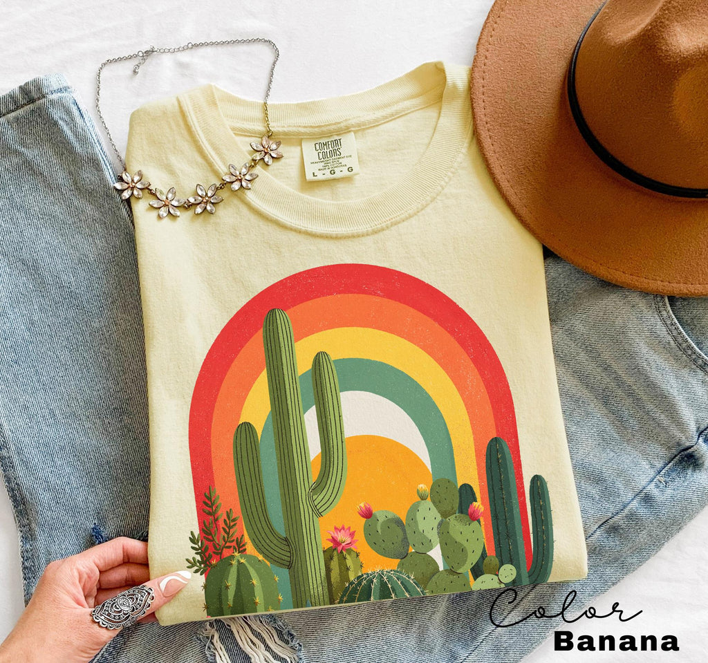 Desert Cactus Shirt, Southwest Cactus Tee, Boho Western Shirt, Arizona Desert Graphic Tee, Retro Desert Shirt