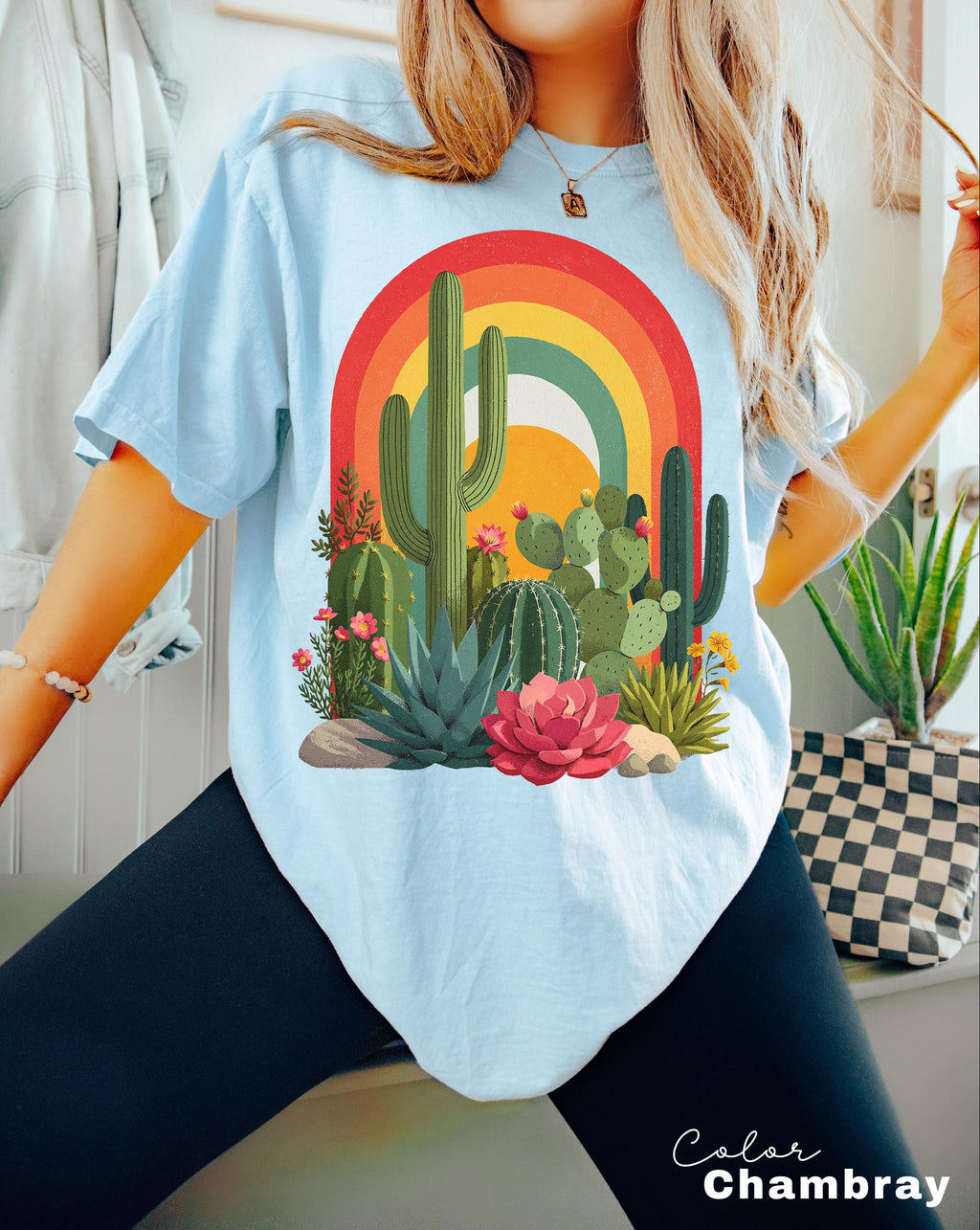 Desert Cactus Shirt, Southwest Cactus Tee, Boho Western Shirt, Arizona Desert Graphic Tee, Retro Desert Shirt