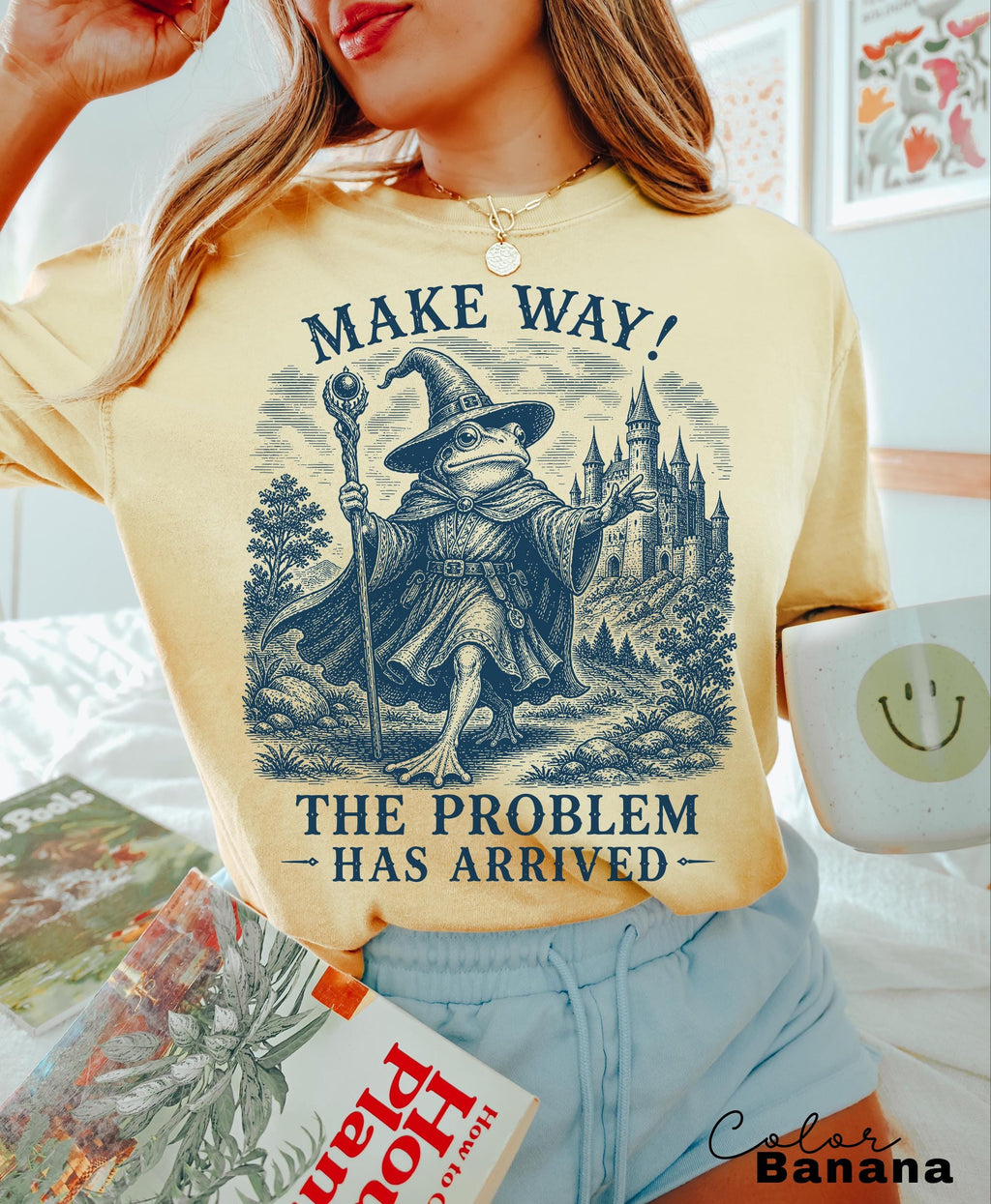 Funny Frog Unhinged Shirt, Make Way The Problem Has Arrived Tee, Retro Vintage Frog Sweatshirt, Wizard Frog, Comfort Colors, Goblincore