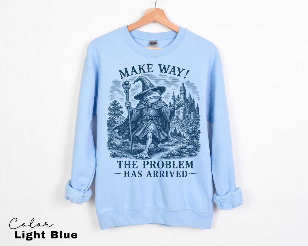 Funny Frog Unhinged Shirt, Make Way The Problem Has Arrived Tee, Retro Vintage Frog Sweatshirt, Wizard Frog, Comfort Colors, Goblincore