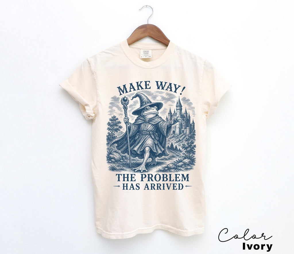 Funny Frog Unhinged Shirt, Make Way The Problem Has Arrived Tee, Retro Vintage Frog Sweatshirt, Wizard Frog, Comfort Colors, Goblincore