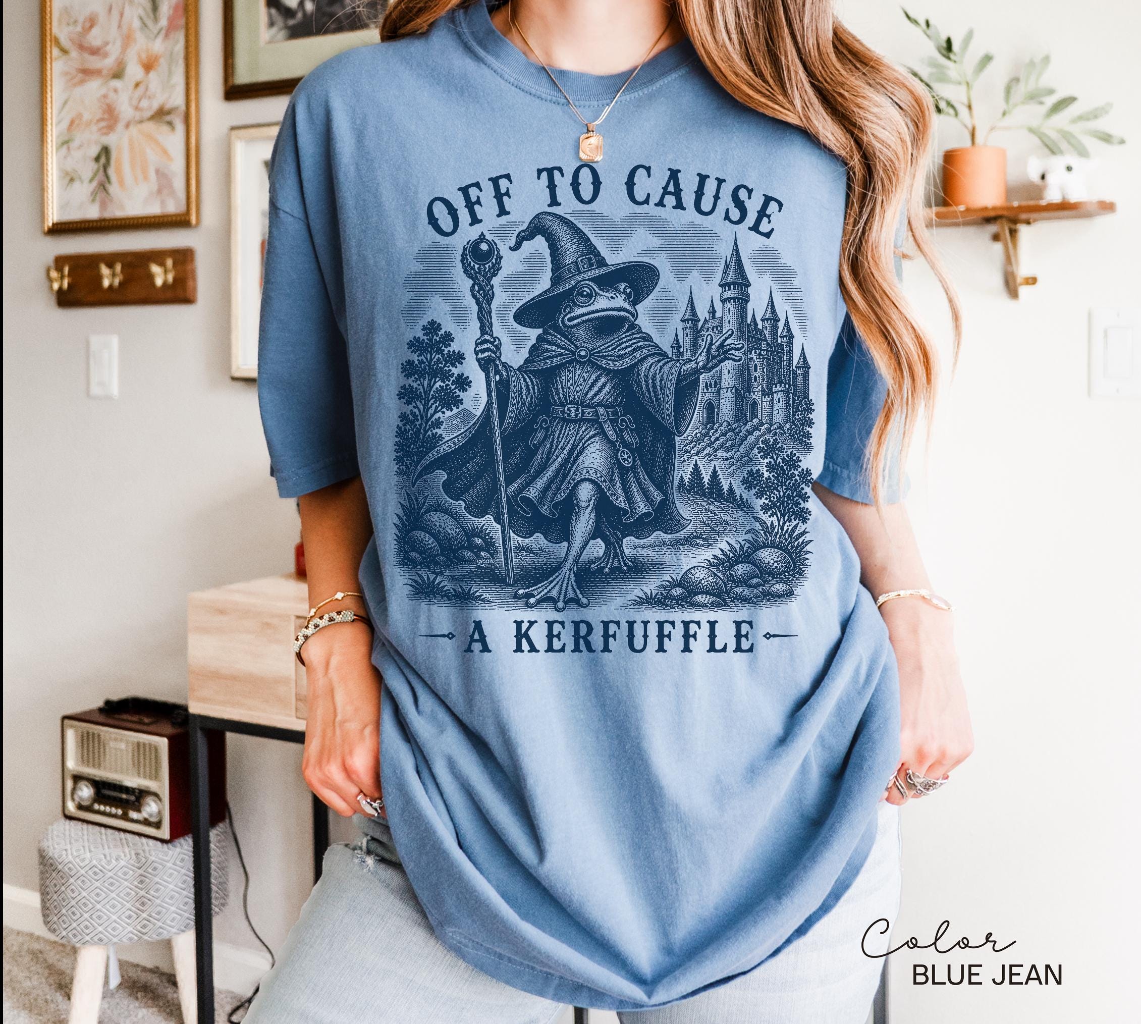 Kerfuffle Frog Shirt, Off To Cause A Kerfuffle Frog Tee, Funny Frog Sweatshirt, Goblincore Wizard Sweatshirt, Comfort Colors Chaotic Gift
