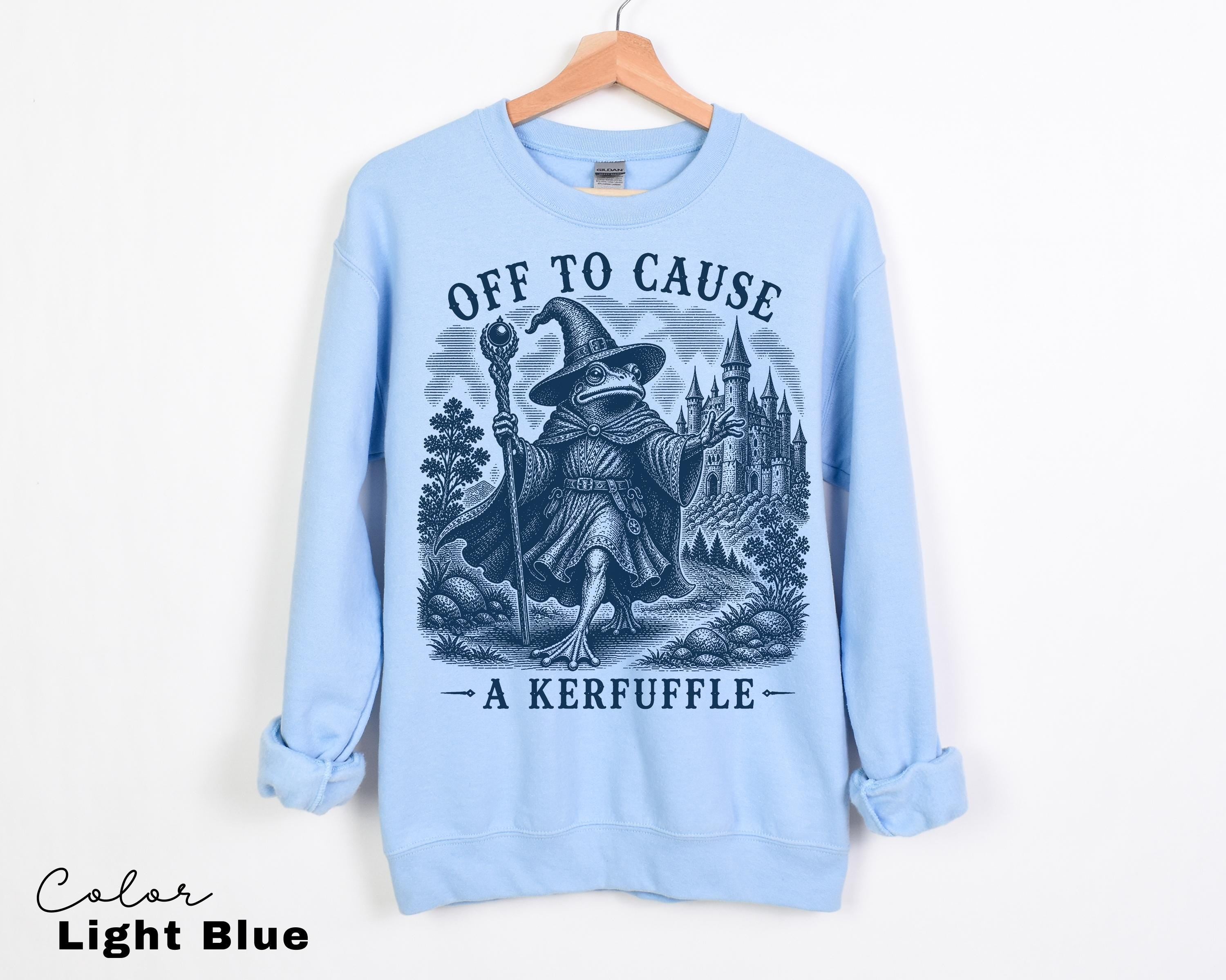 Kerfuffle Frog Shirt, Off To Cause A Kerfuffle Frog Tee, Funny Frog Sweatshirt, Goblincore Wizard Sweatshirt, Comfort Colors Chaotic Gift