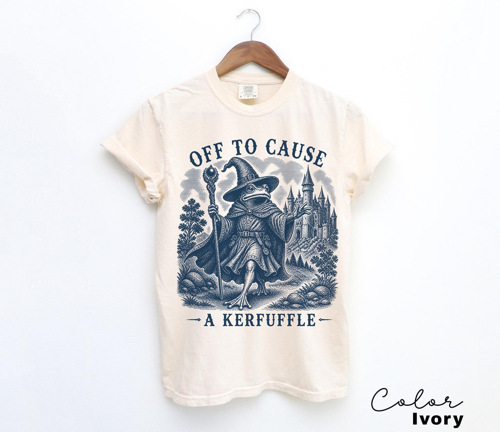 Kerfuffle Frog Shirt, Off To Cause A Kerfuffle Frog Tee, Funny Frog Sweatshirt, Goblincore Wizard Sweatshirt, Comfort Colors Chaotic Gift