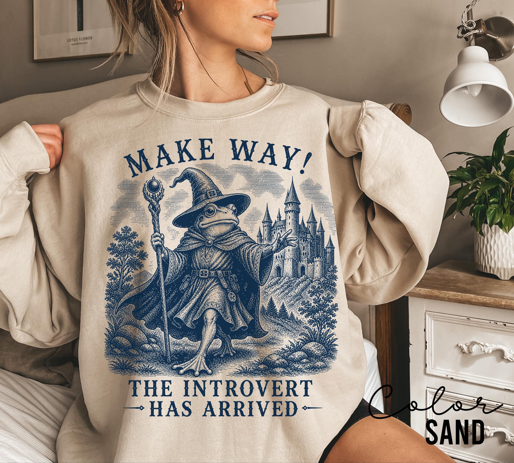 Funny Mental Health Shirt, Make Way The Introvert Has Arrived Tee, Funny Frog Sweatshirt, Goblincore Homebody, Antisocial Gift