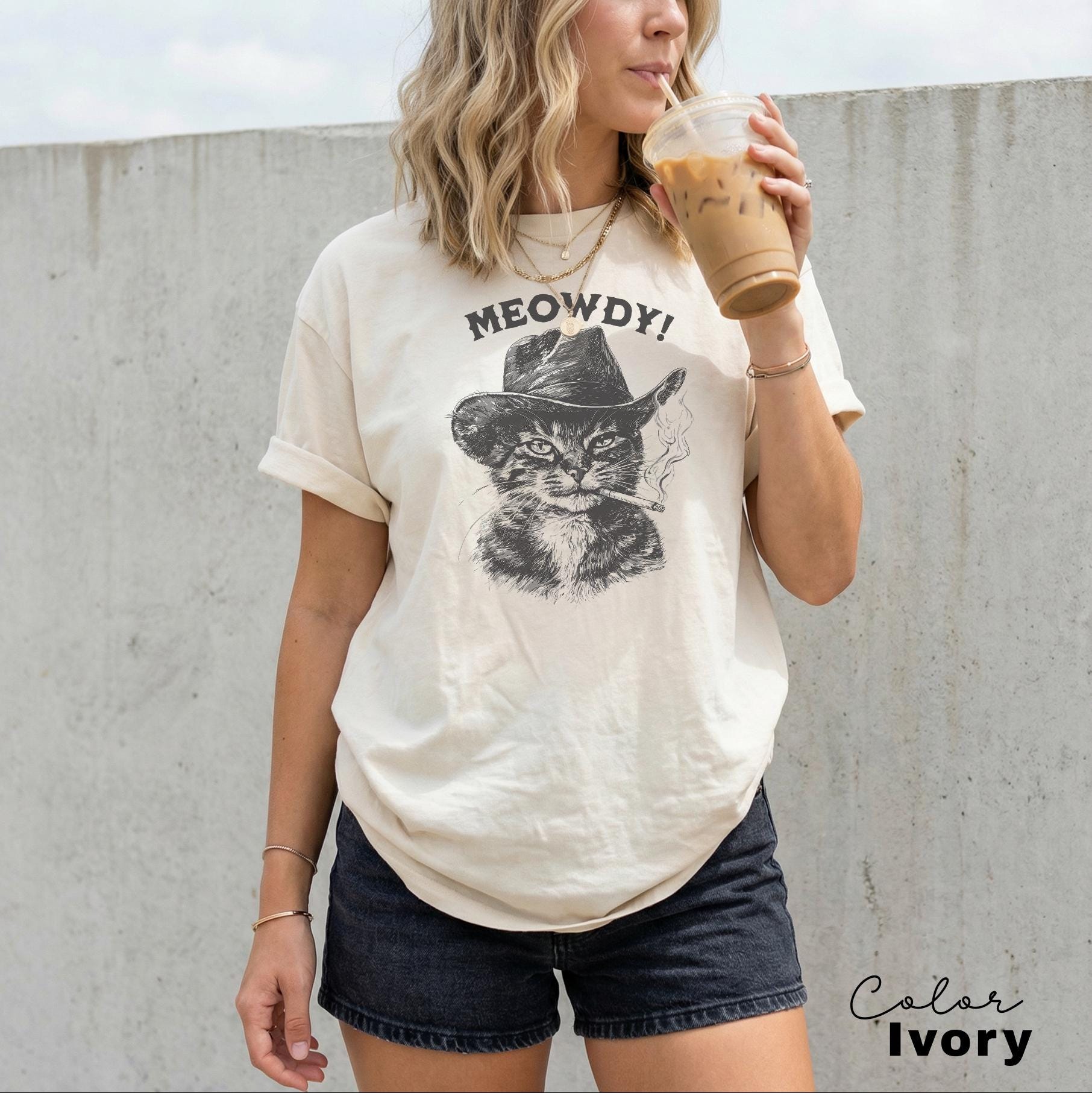 Meowdy Cowboy Cat Shirt, Vintage Cowboy Cat T-Shirt, Retro 90s Cat Tee, Funny Western Cat Shirt, Cute Kitten Country Western Vintage T-Shirt