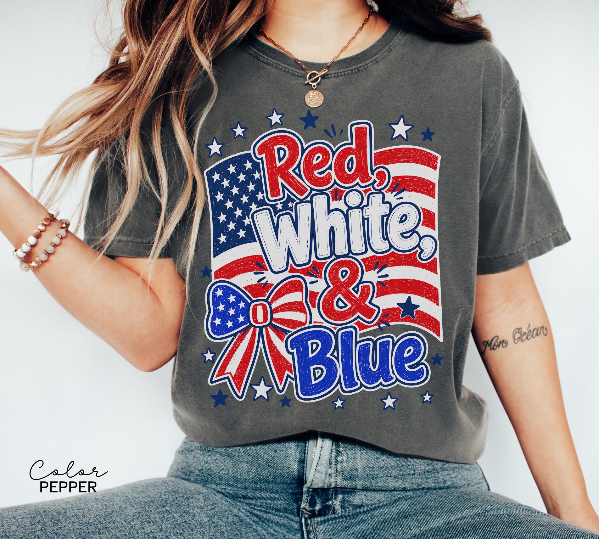 4th of July Shirt, Red White and Blue, Preppy Patriotic Tee, USA America Shirt, Flag Tshirt