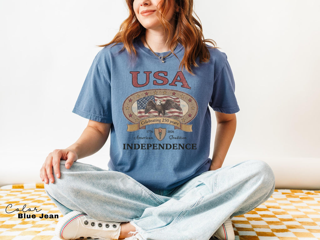 Retro America 4th Of July Shirt Preppy Fourth of July Tshirt Trendy Oversized USA Tee Aesthetic Patriotic Shirt Comfort Colors