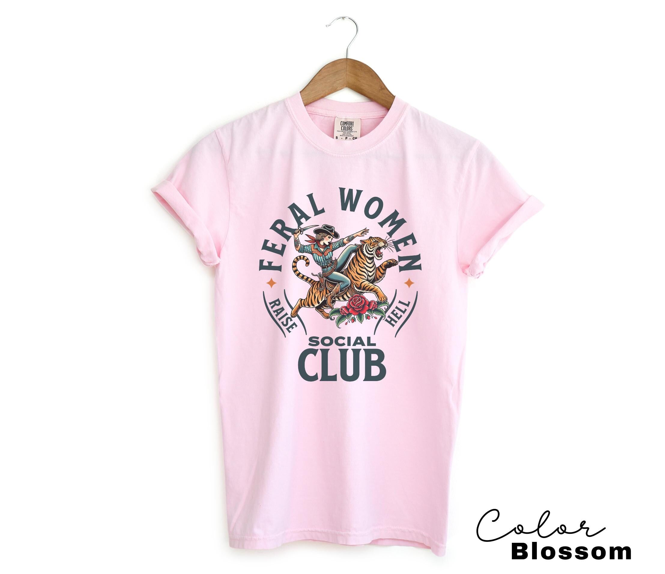 Feral Women Social Club Retro Tiger Feminist T-Shirt