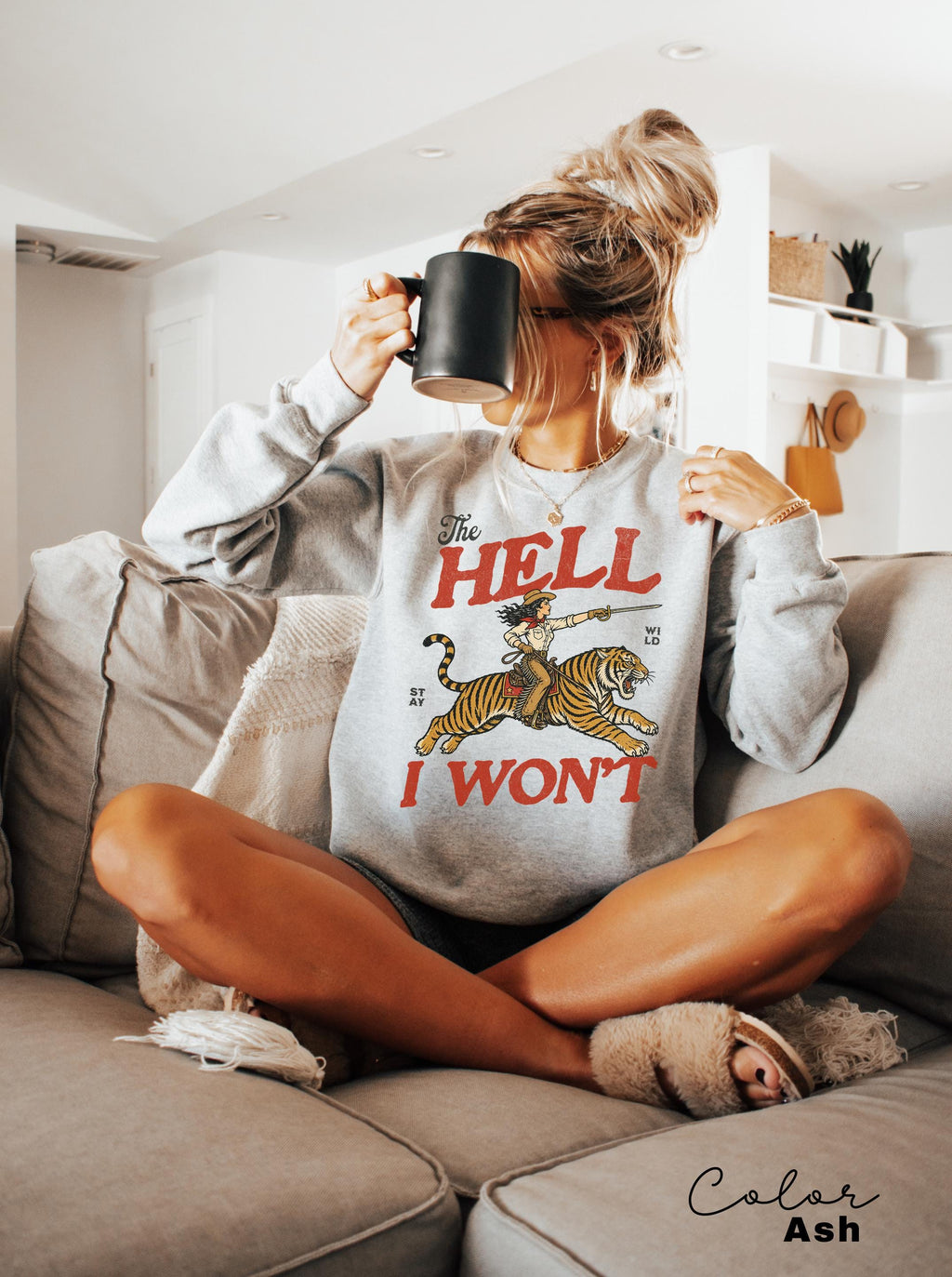 Retro Cowgirl Tiger Shirt, The Hell I Won't Tshirt, Feminist Girl Power Sweatshirt, Retro Rodeo,