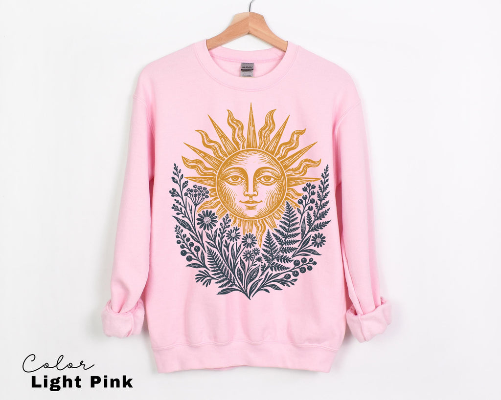 Sun Shirt, Comfort Colors Celestial Sun Tee, Cottagecore Botanical Shirt, Boho Sun Face Sweatshirt, Vintage Mystical Nature Shirt