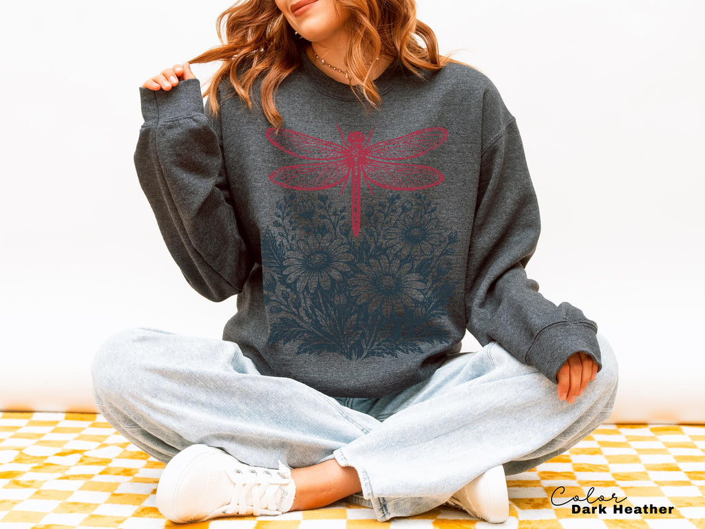 Dragonfly Shirt, Comfort Colors Wildflower Dragonfly Tee, Cottagecore Botanical Shirt, Nature Lover Gift, Vintage Floral Graphic